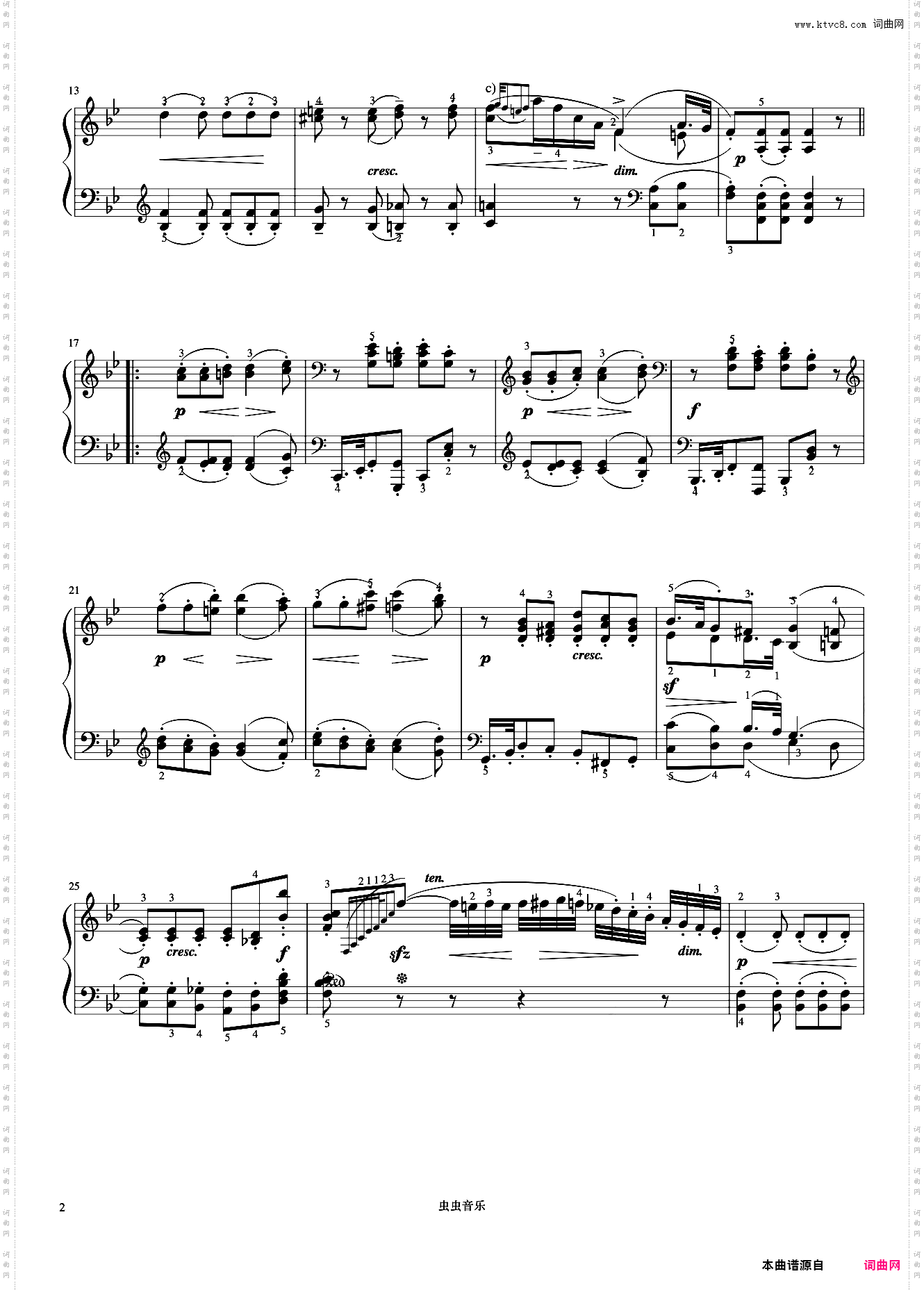 小奏鸣曲 Op·20 No·3 第二乐章《小奏鸣曲集》