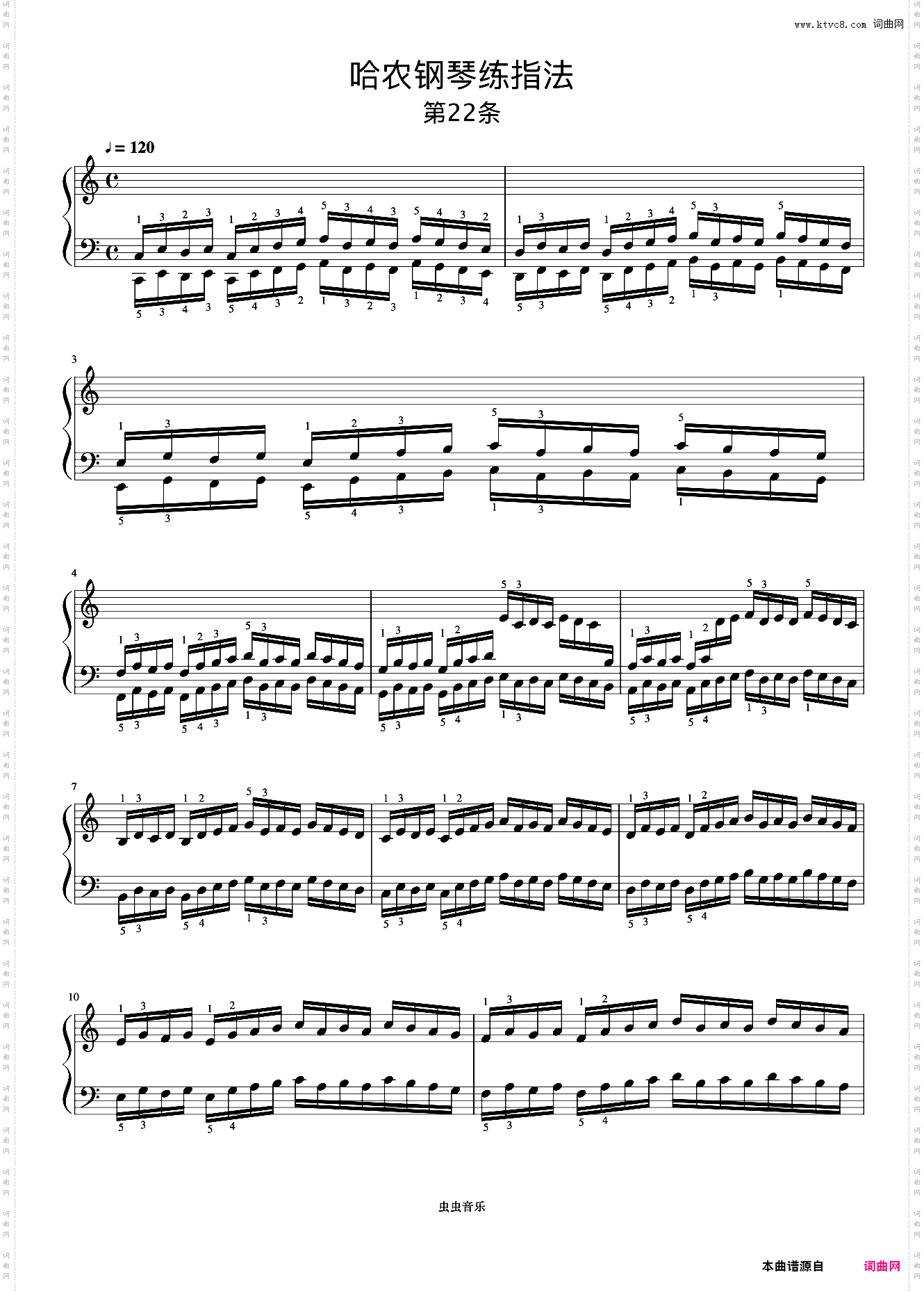练习22《哈农 钢琴练指法》
