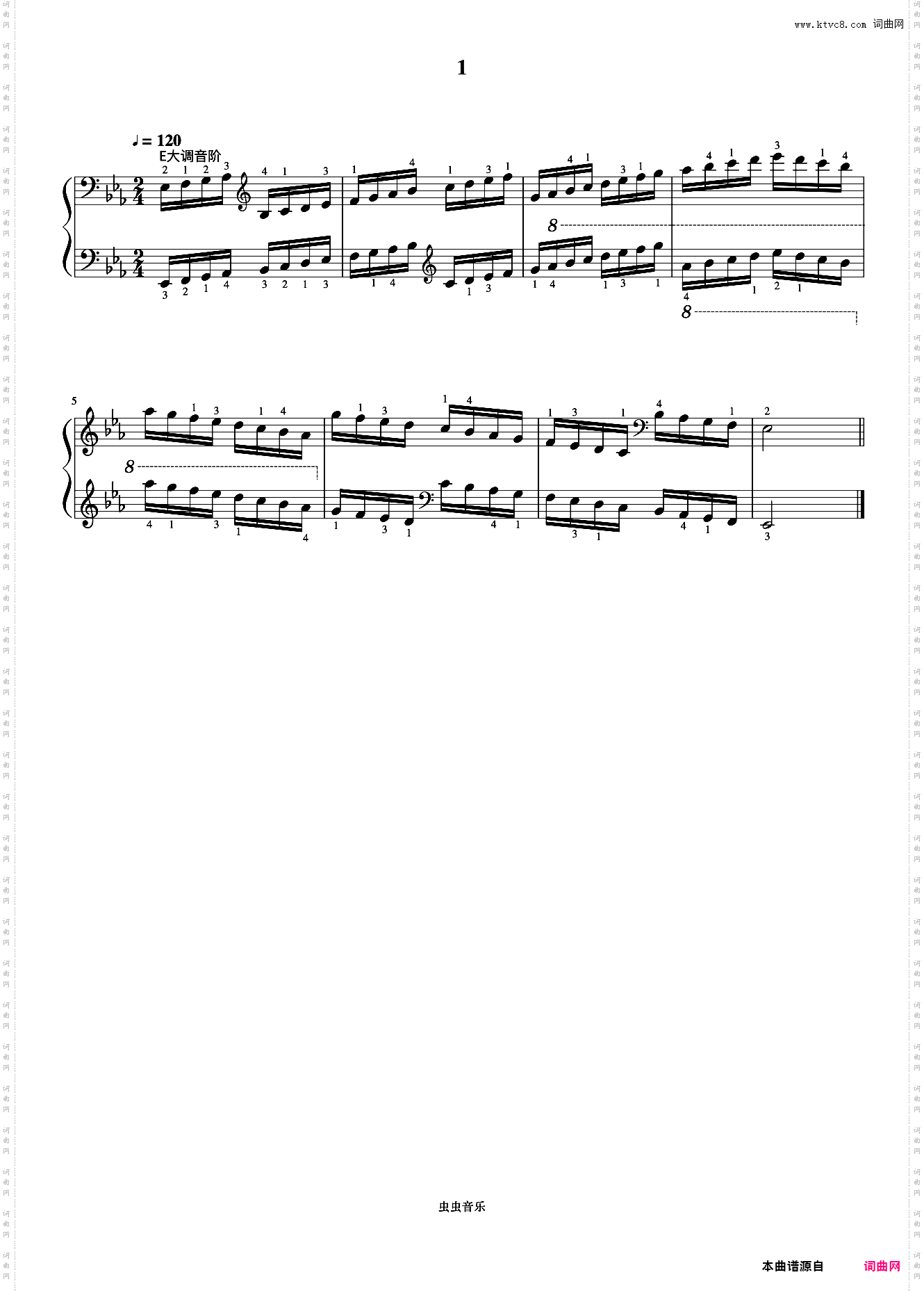 5级 降E大调音阶《中国院钢琴考级曲目》