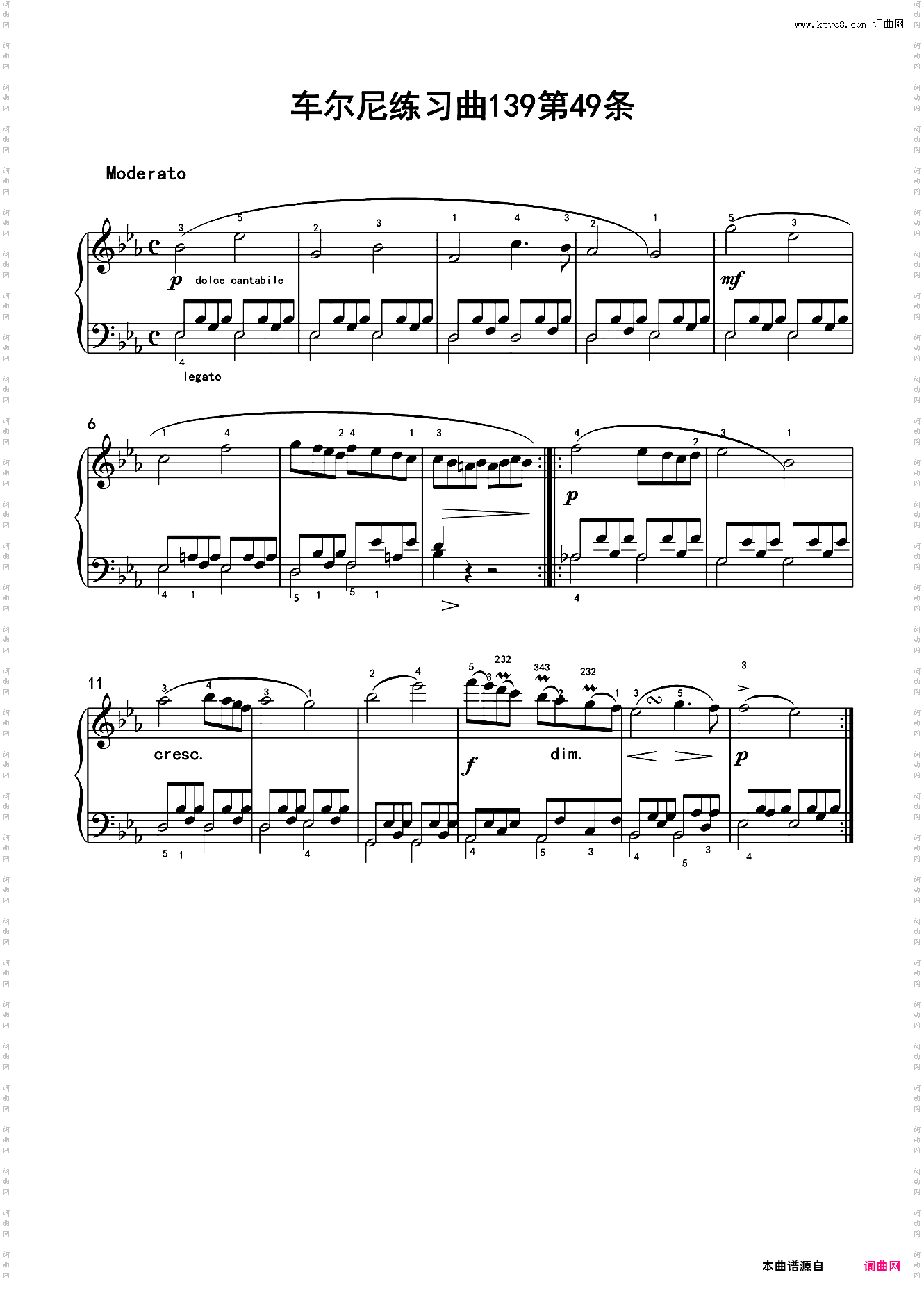 车尔尼练习曲139第49条