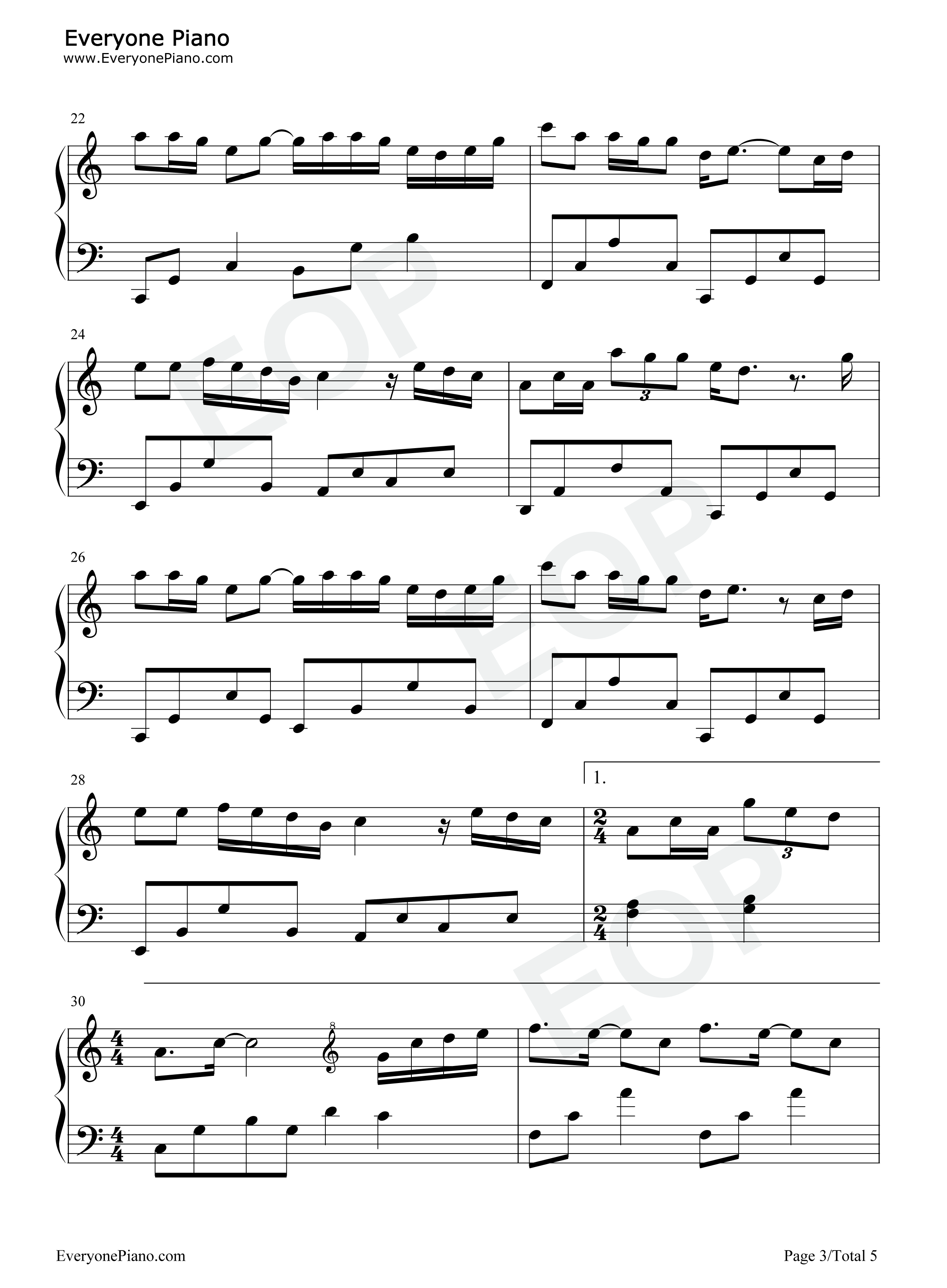 下一个天亮_简单版钢琴五线谱及简谱