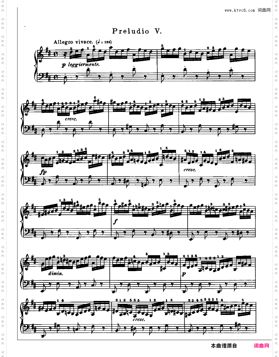 《平均律钢琴曲集第一卷》The Well Tempered ClavierPrelude & Fugue 05