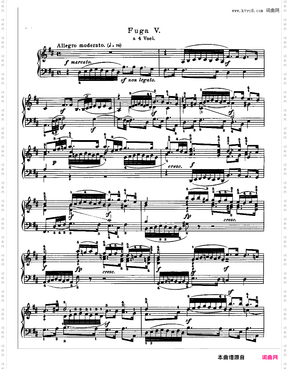 《平均律钢琴曲集第一卷》The Well Tempered ClavierPrelude & Fugue 05