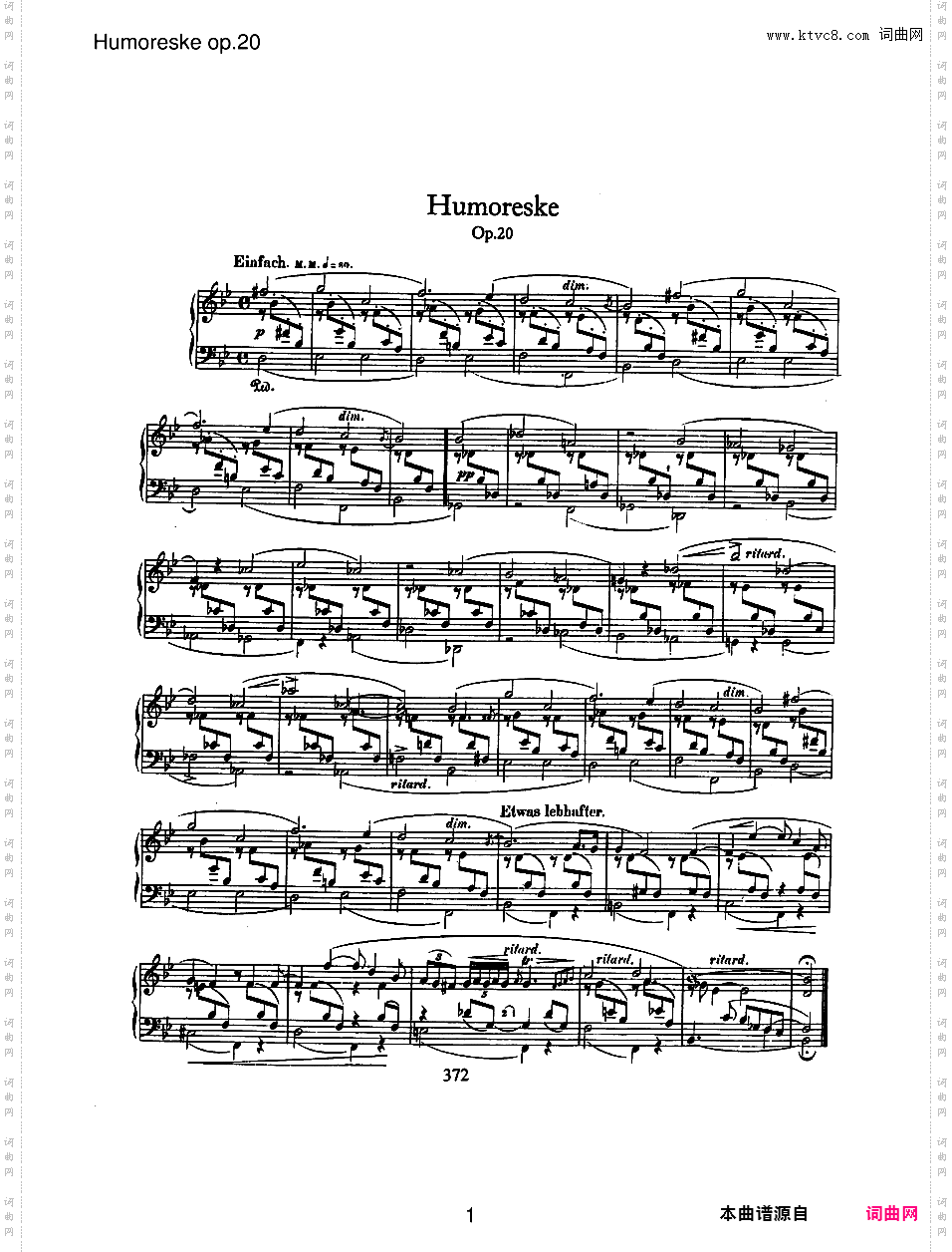 幽默曲 Humoresque Op·20