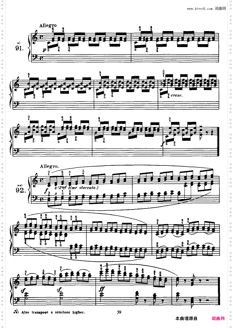 钢琴短乐句练习曲 125 Exercises in Passage Playing Op·261