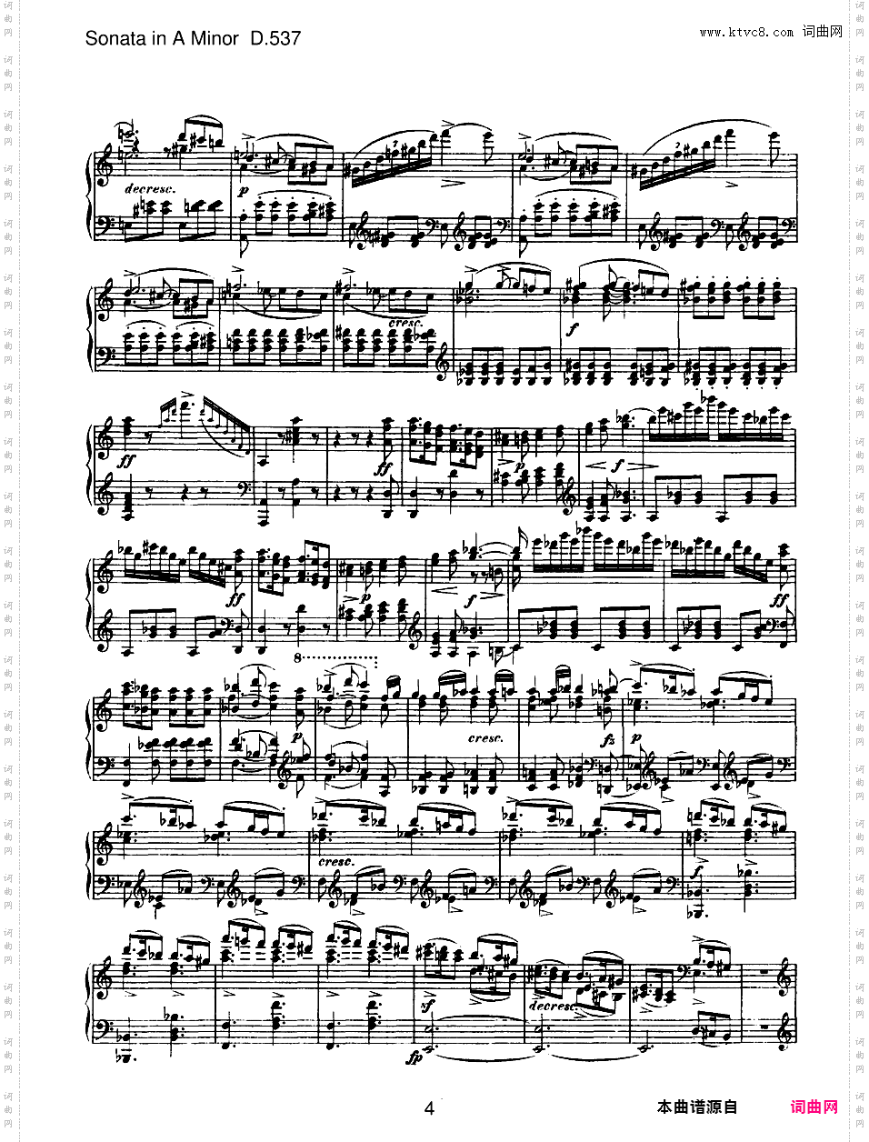 a小调第四钢琴奏鸣曲 Piano Sonata No·4 in a Minor Op·164 D·537