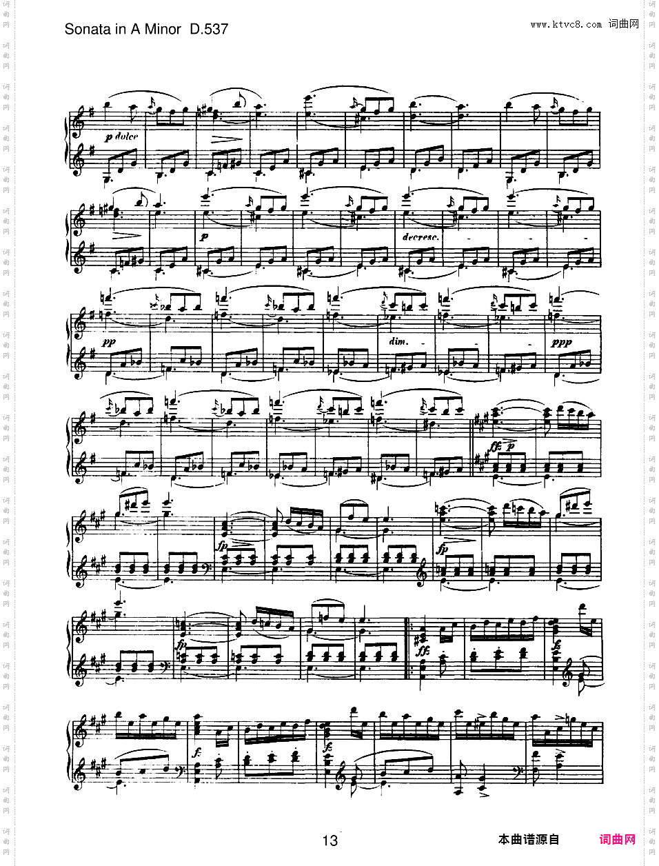 a小调第四钢琴奏鸣曲 Piano Sonata No·4 in a Minor Op·164 D·537