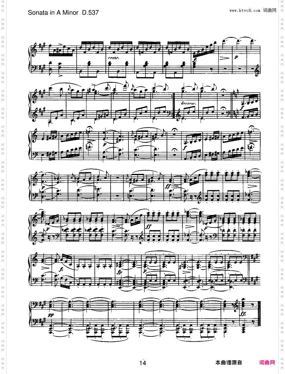 a小调第四钢琴奏鸣曲 Piano Sonata No·4 in a Minor Op·164 D·537