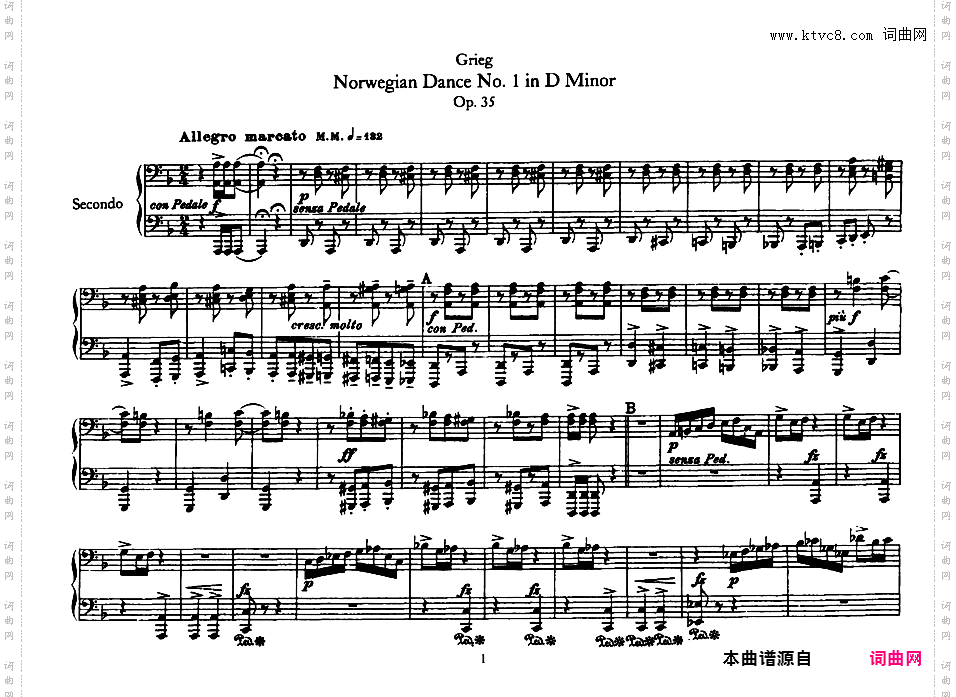 4首挪威舞曲 4 Norwegian Dances Op·35?Grieg op35 4 Norwegian Dances 四手联弹