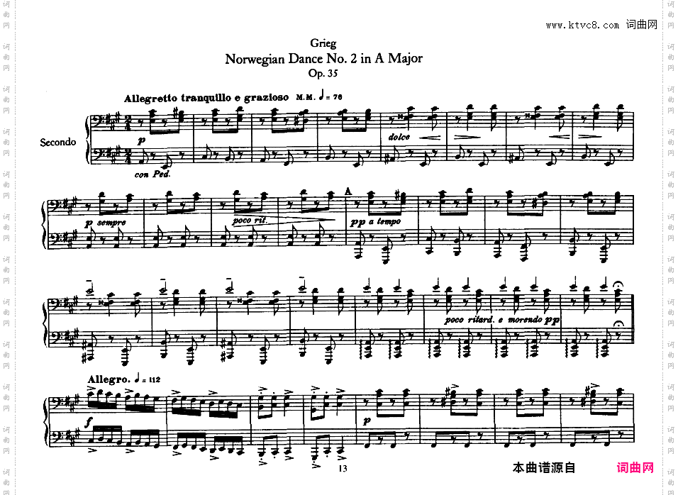 4首挪威舞曲 4 Norwegian Dances Op·35?Grieg op35 4 Norwegian Dances 四手联弹