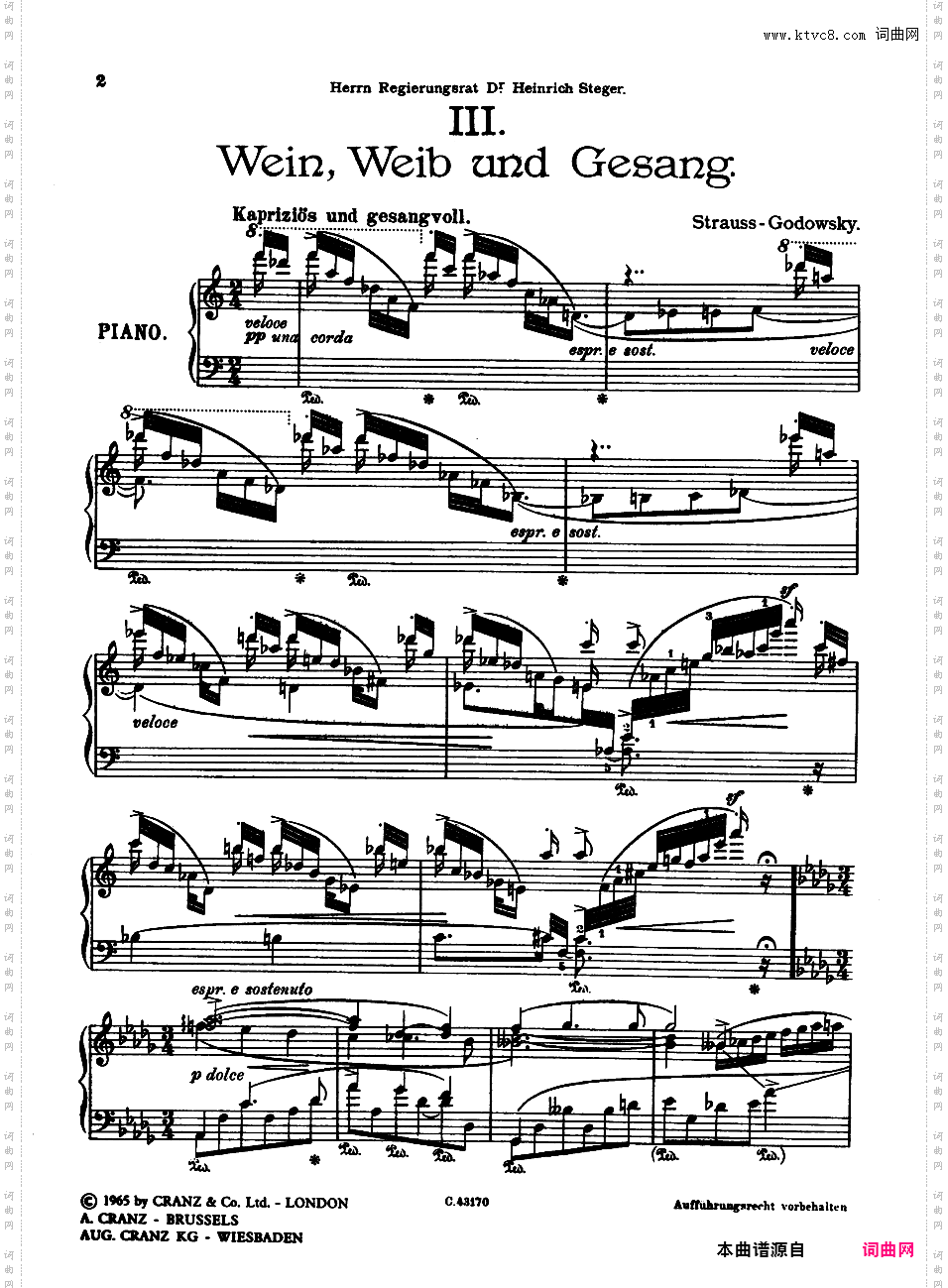 改编施特劳斯钢琴曲集Strauss-GodowskyStrauss-Godowsky Wein, Weib und Gesang