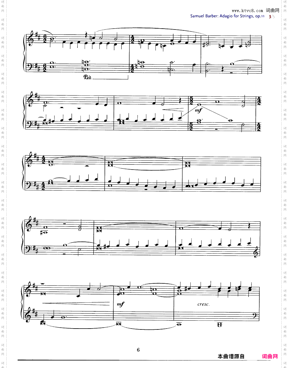 管弦乐《柔板》Adagio Op·11 - 钢琴独奏版