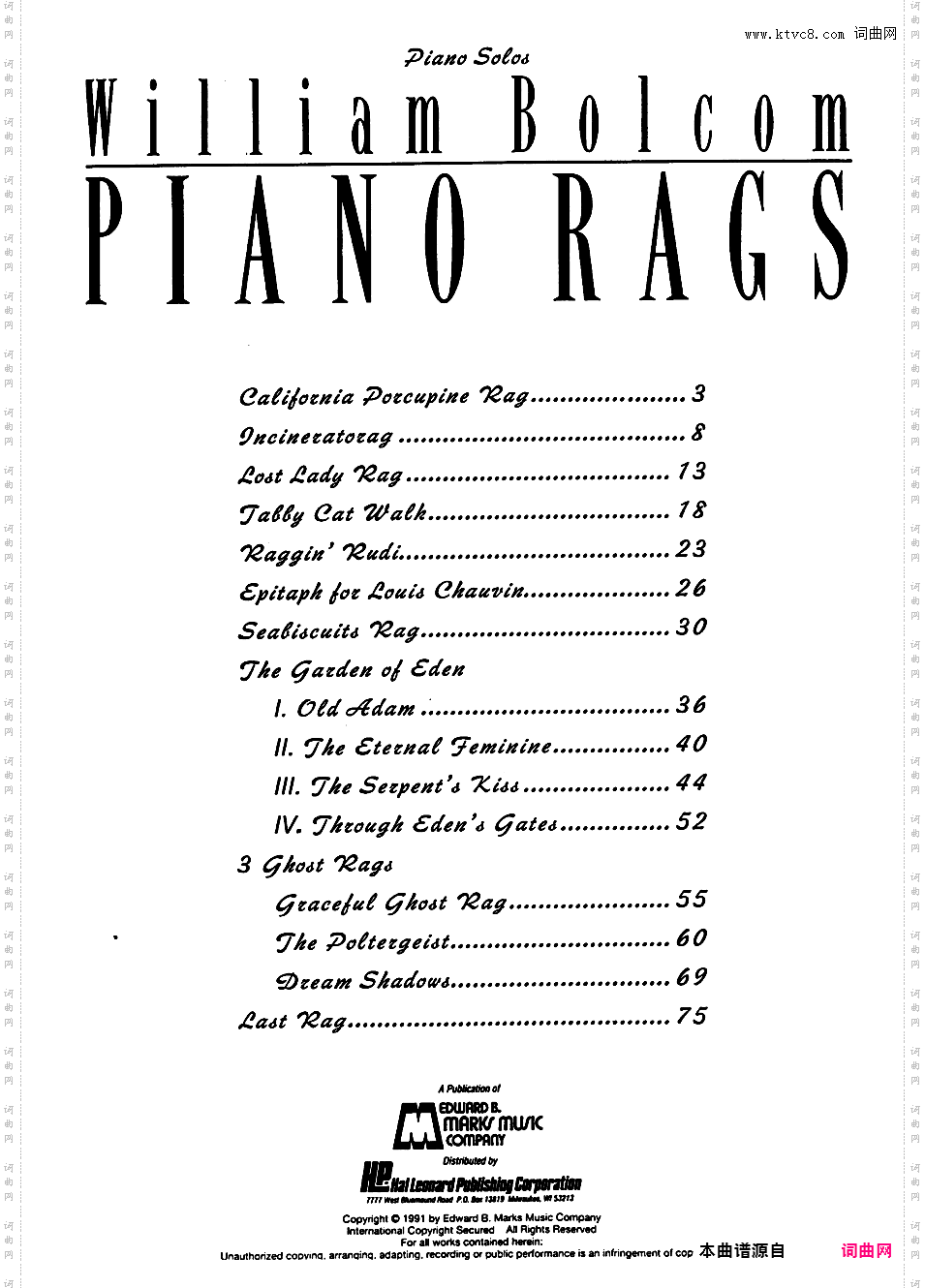 钢琴拉格泰姆集 Piano Rags