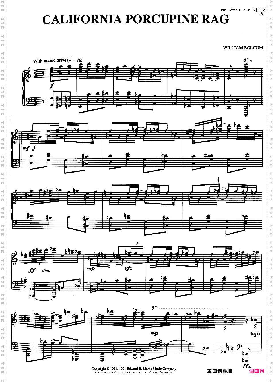 钢琴拉格泰姆集 Piano Rags