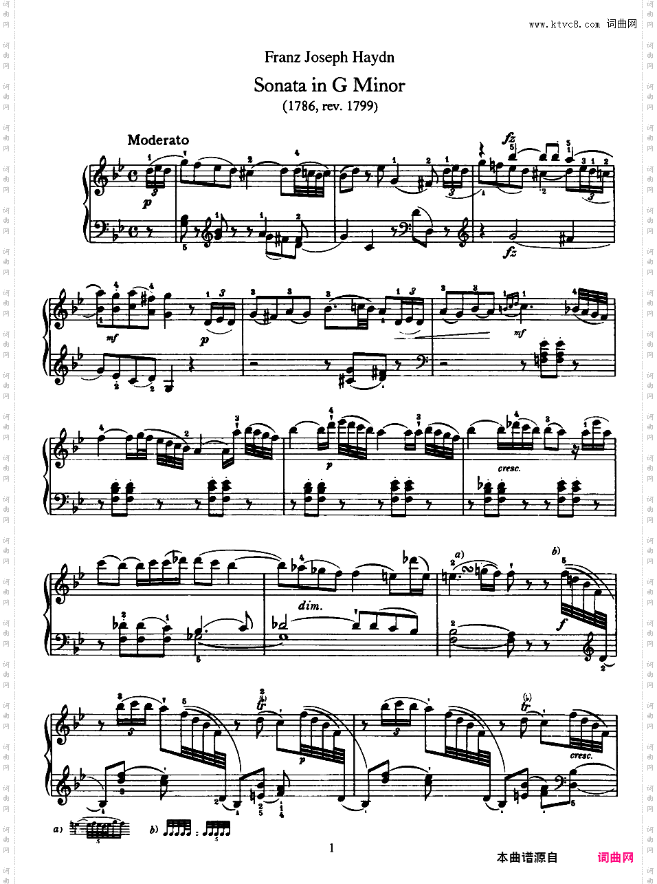 52首钢琴奏鸣曲 52 Piano SonatasPiano Sonata No 44 in g_NoRestriction