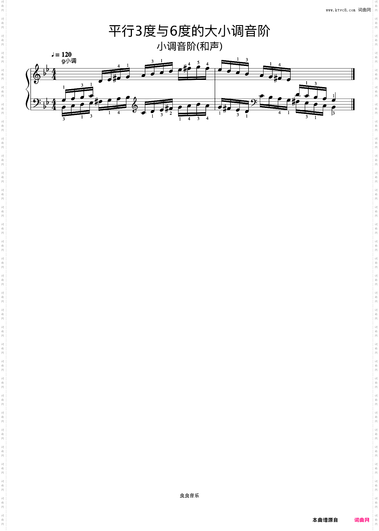 平行3度与6度的大小调音阶25-2《什密特钢琴手指练习》