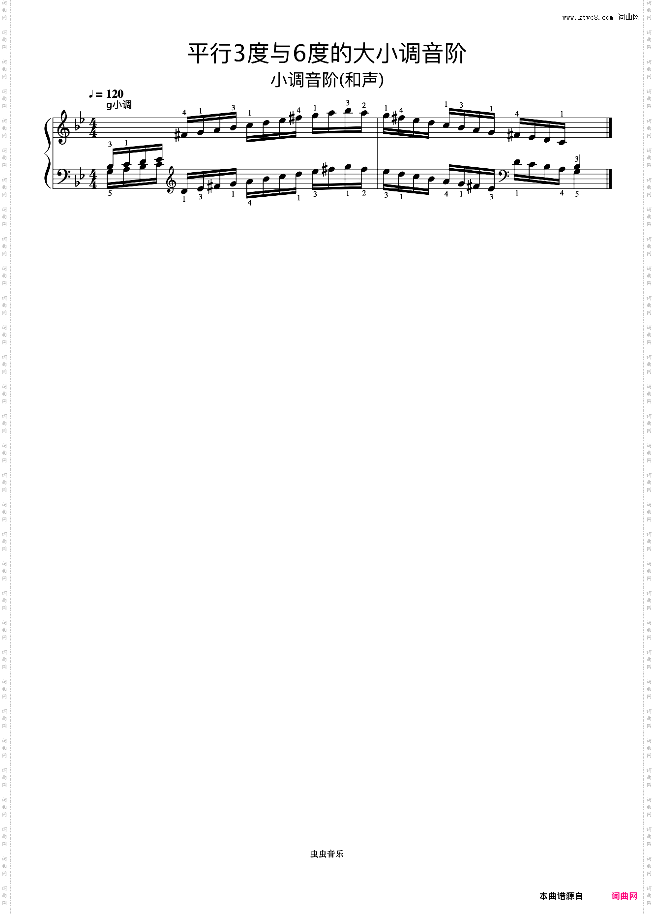 平行3度与6度的大小调音阶25-1《什密特钢琴手指练习》