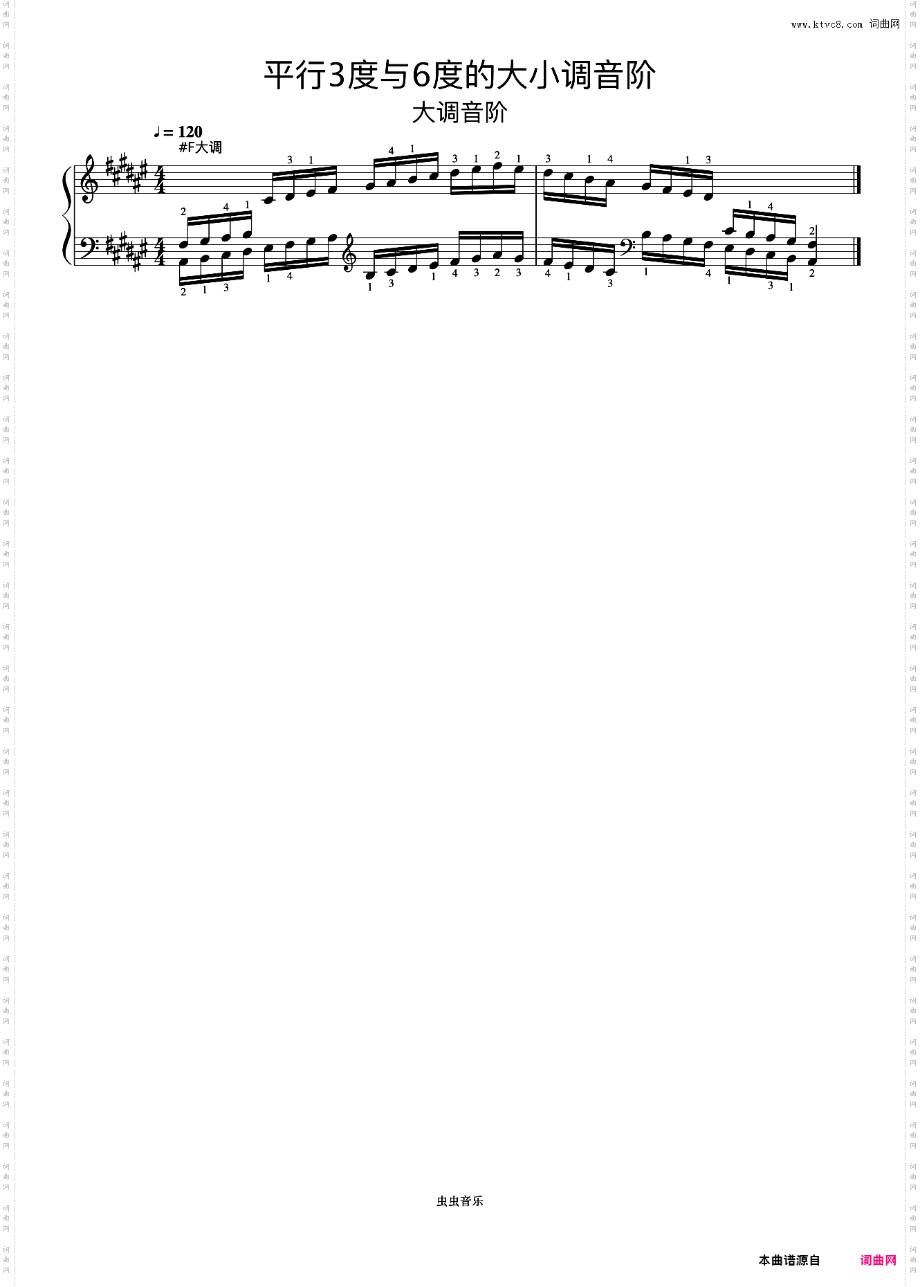 平行3度与6度的大小调音阶07-2《什密特钢琴手指练习》