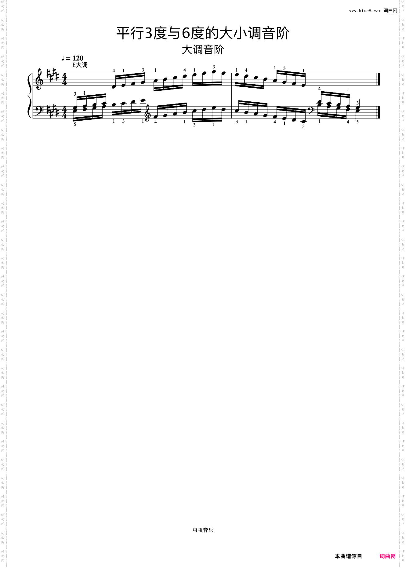 平行3度与6度的大小调音阶05-1《什密特钢琴手指练习》