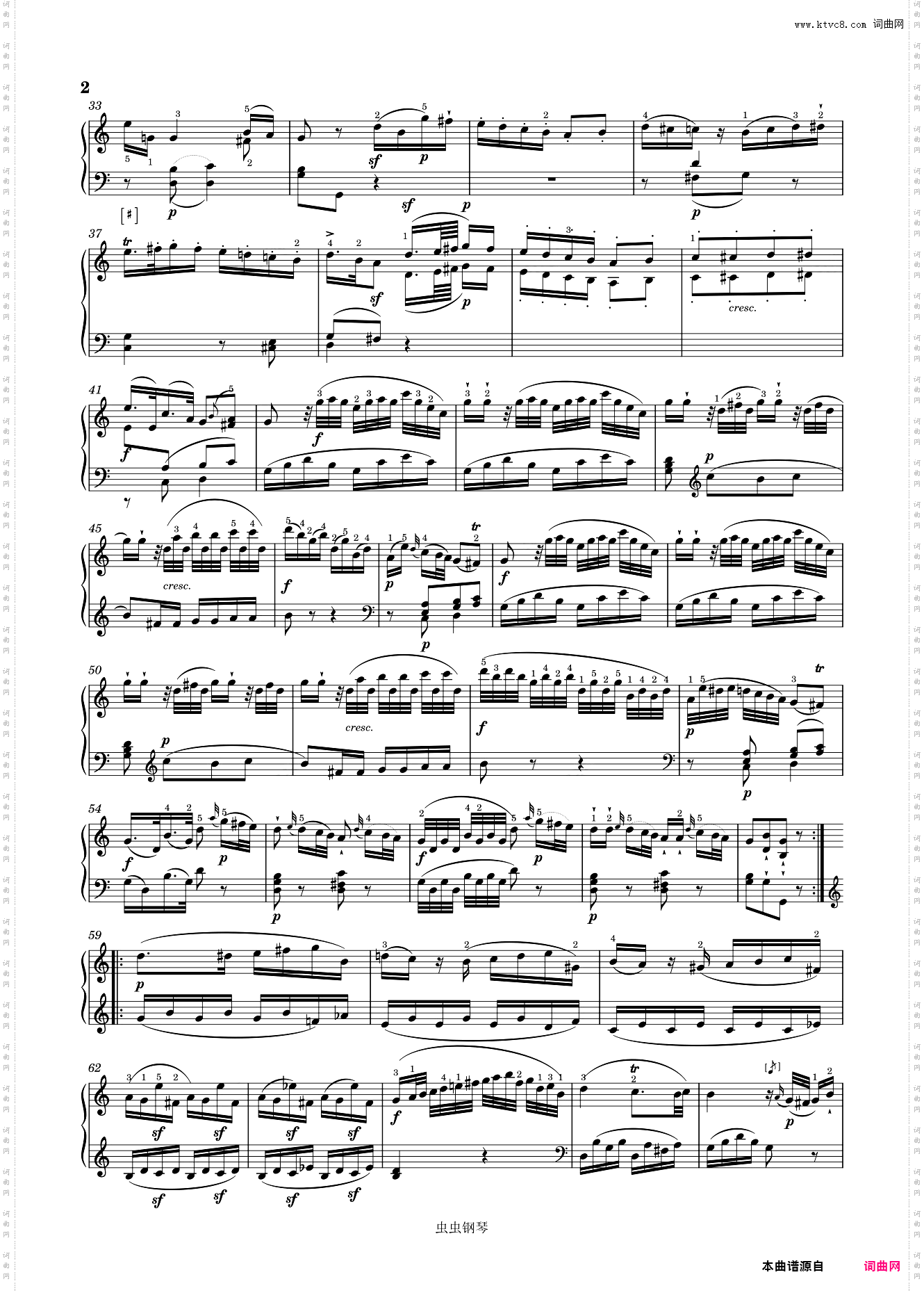 莫扎特第十钢琴奏鸣曲 KV 330 带指法 第一乐章