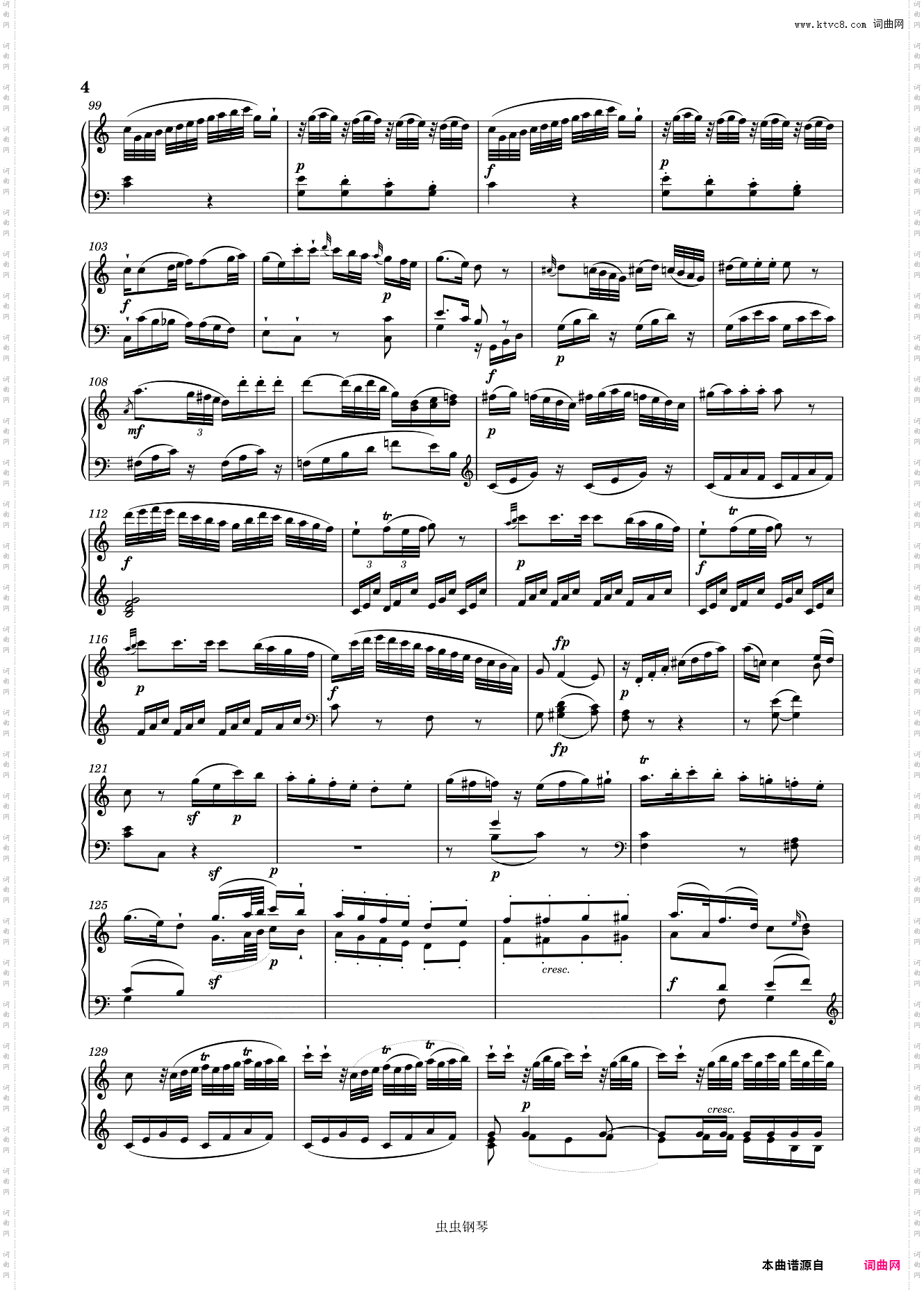 莫扎特第十钢琴奏鸣曲 KV 330 带指法 第一乐章
