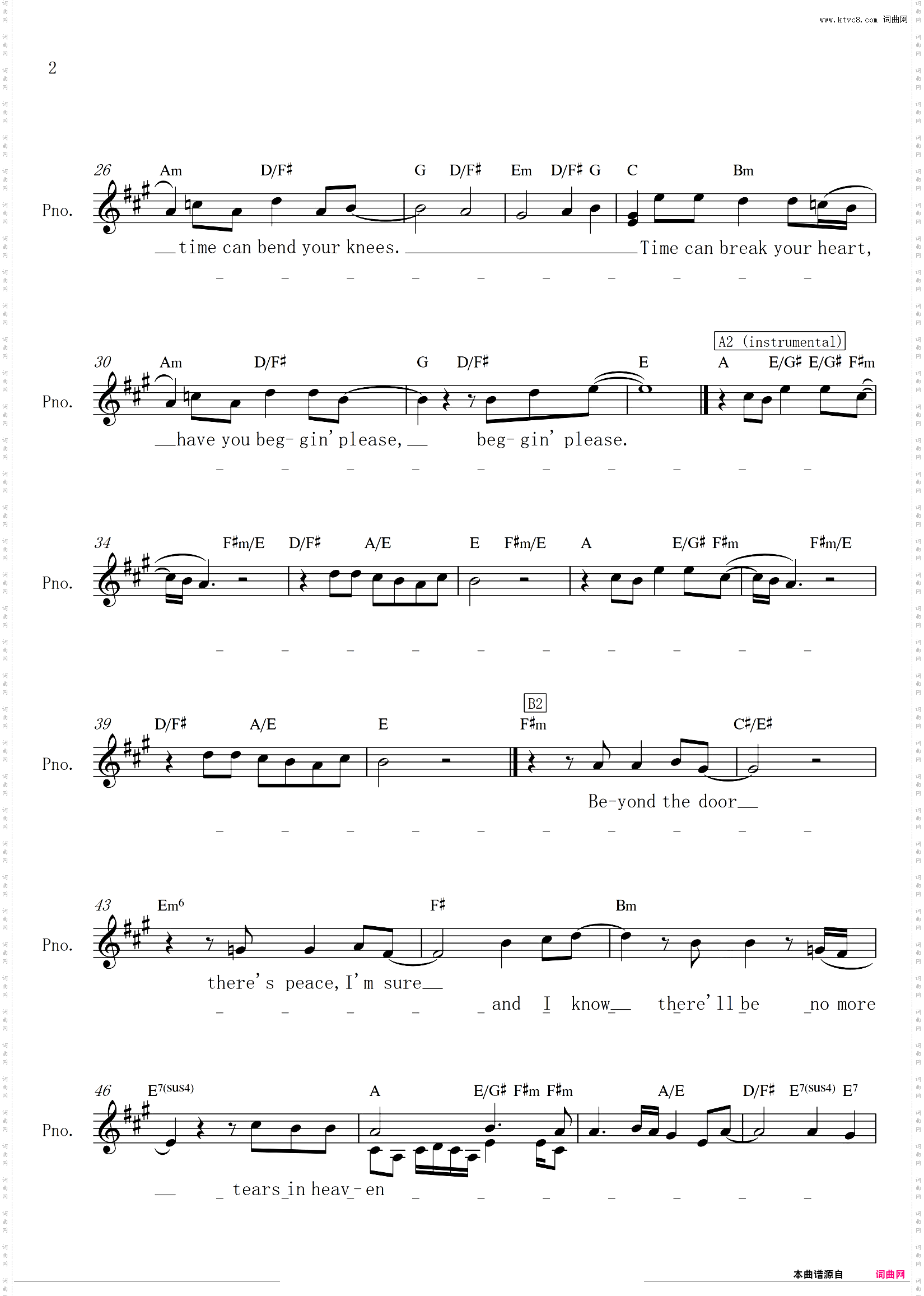 【免费带歌词】Tears in Heaven - Eric Clapton