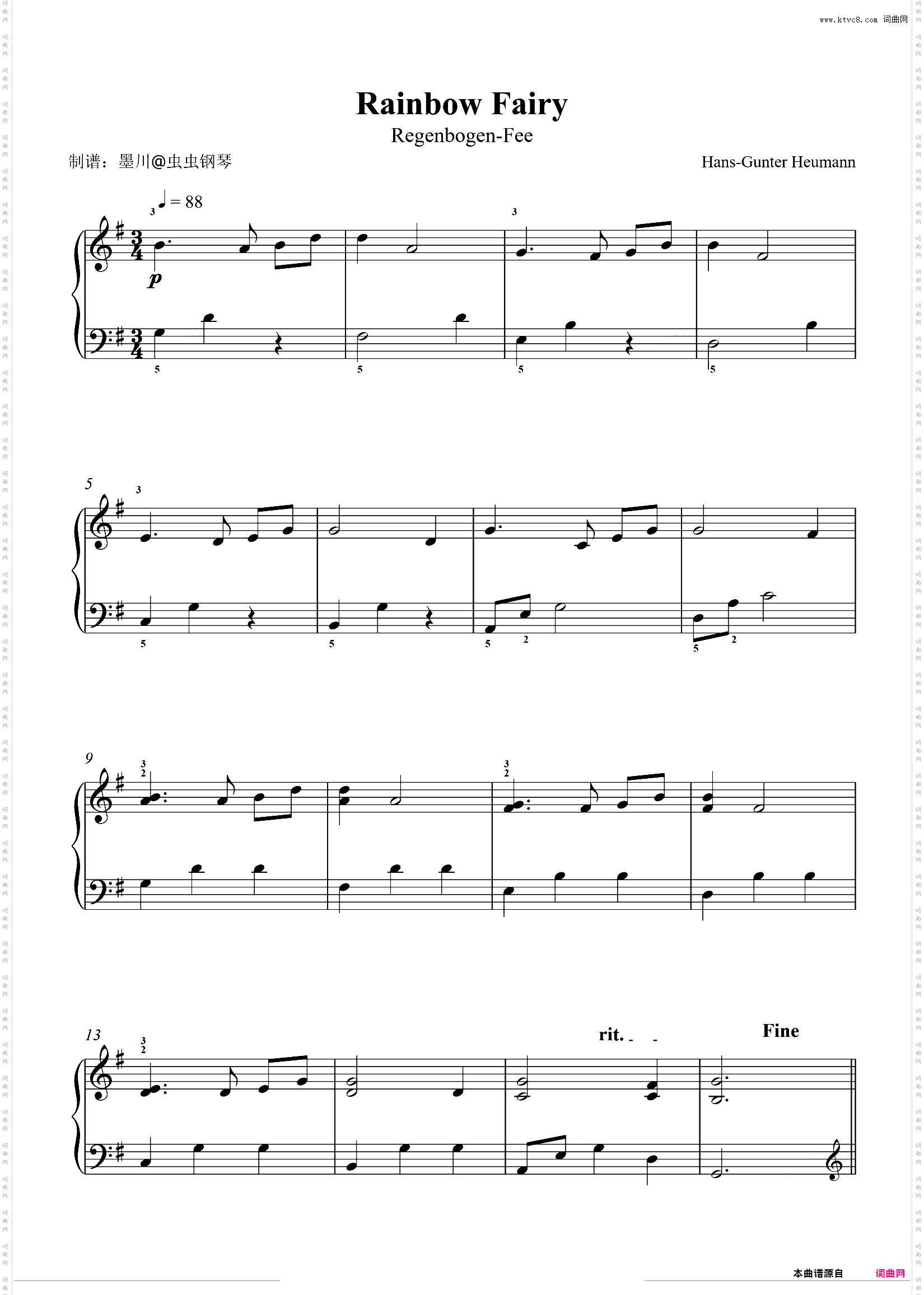 初级钢琴曲 Rainbow Fairy