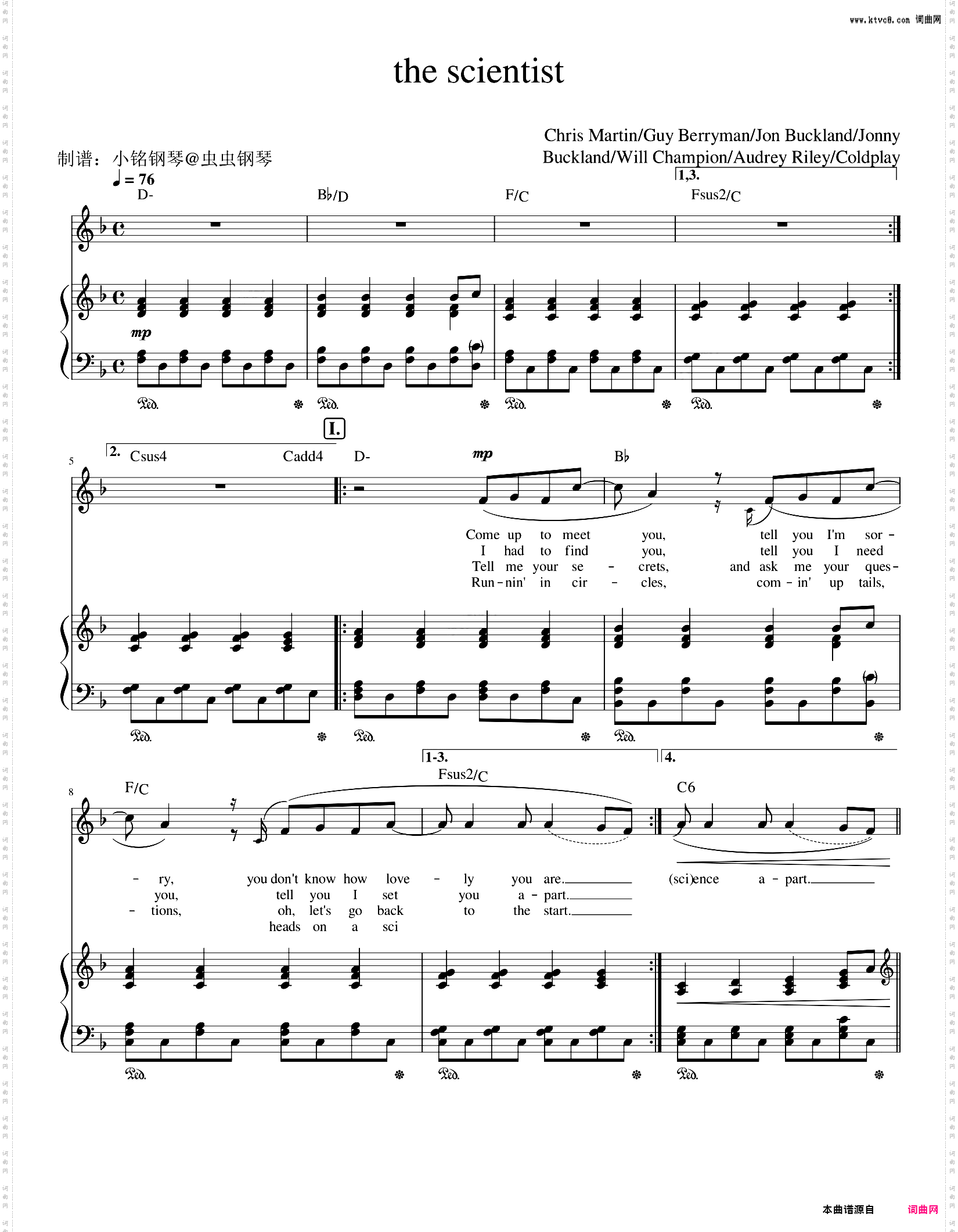 The Scientist - Coldplay 酷玩乐队