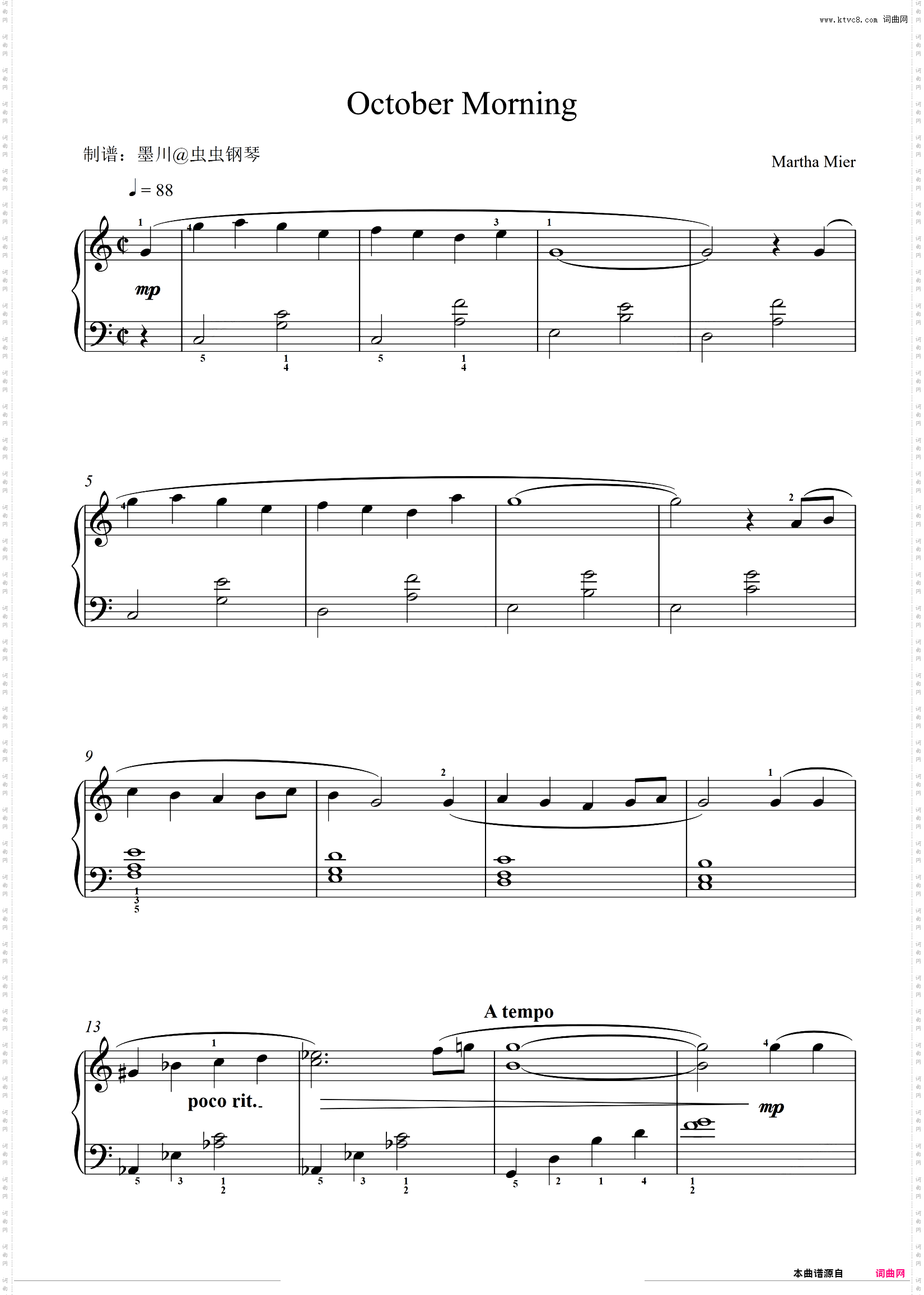 October Morning_初级钢琴曲
