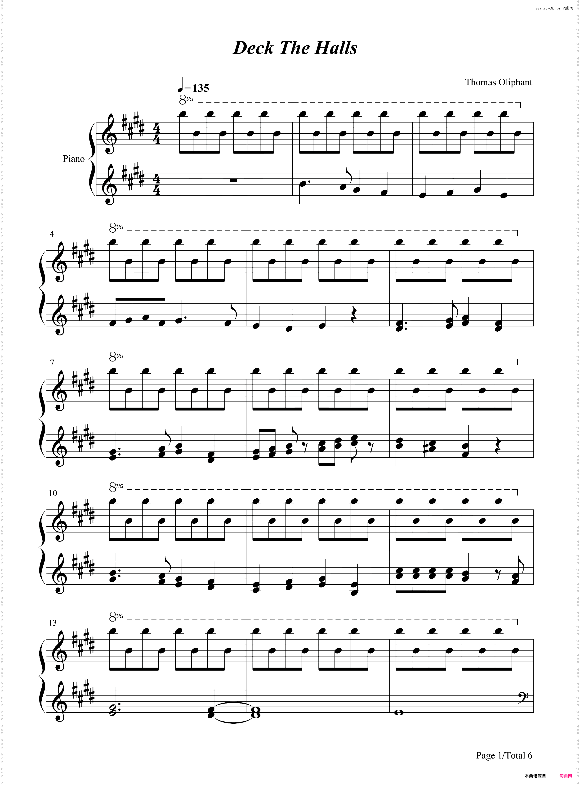 Deck The Halls_钢琴独奏版