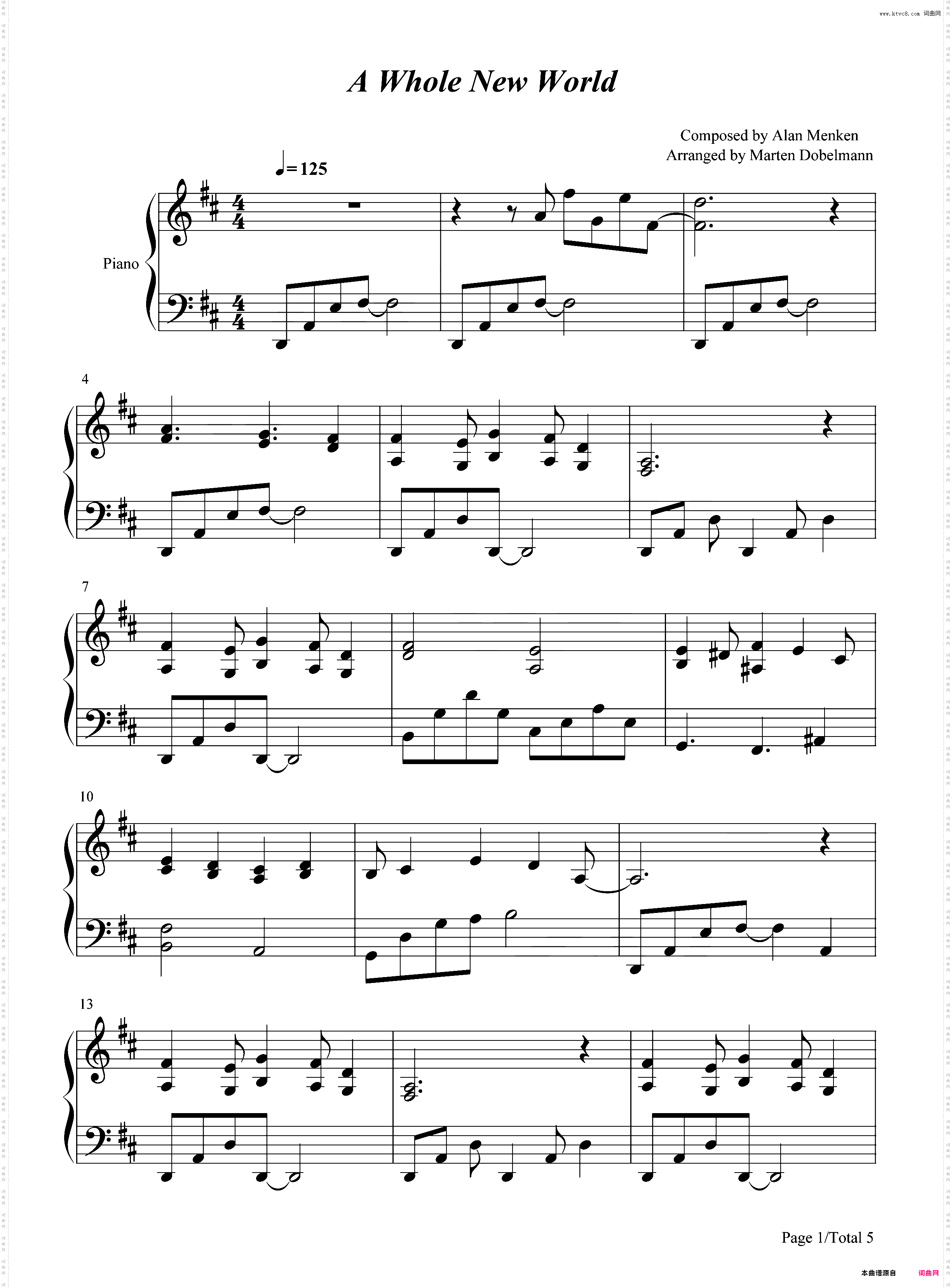 A Whole New World-适中版-新的世界
