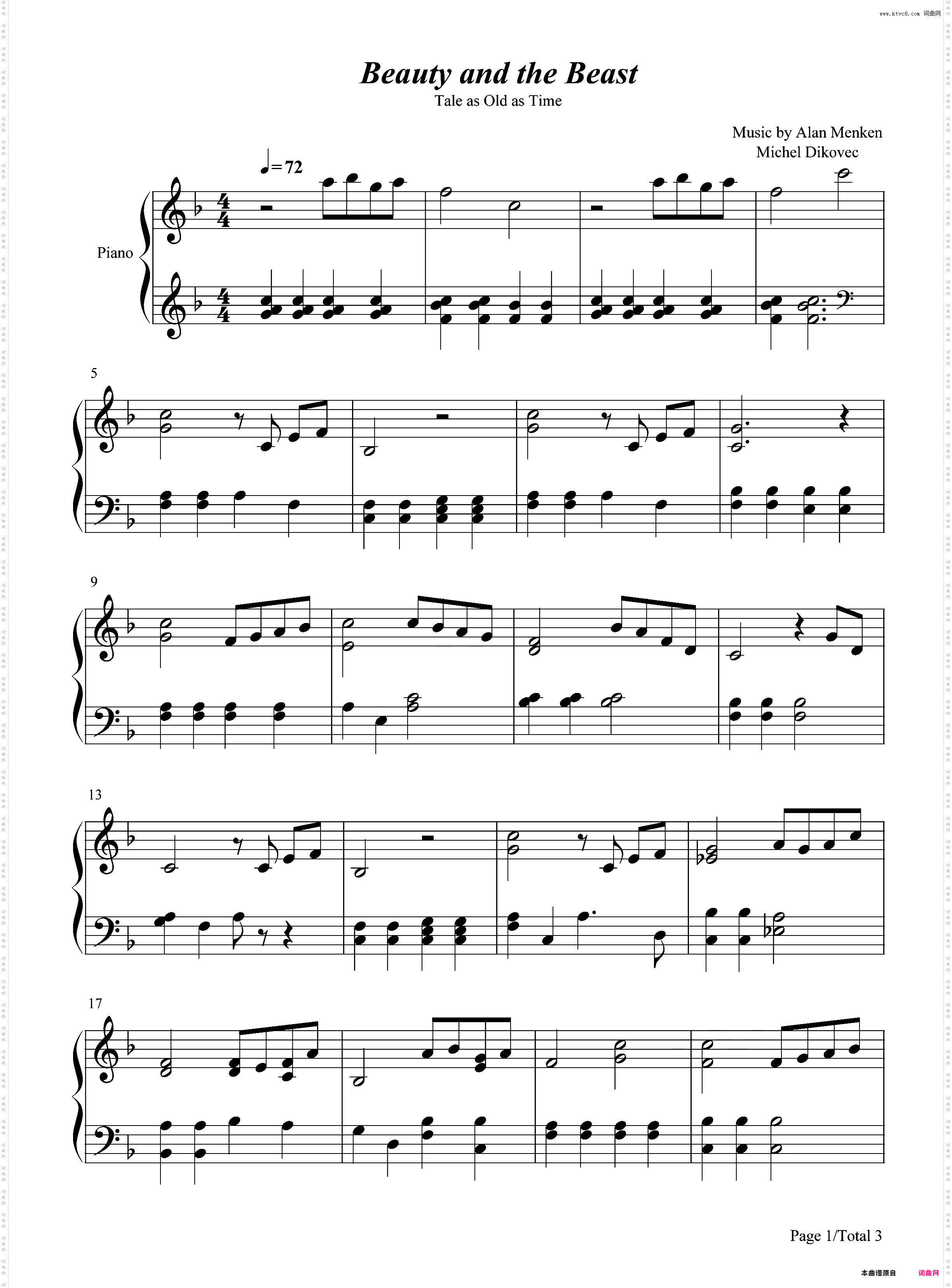 Beauty and the Beast-Tale as Old as Time-简单版
