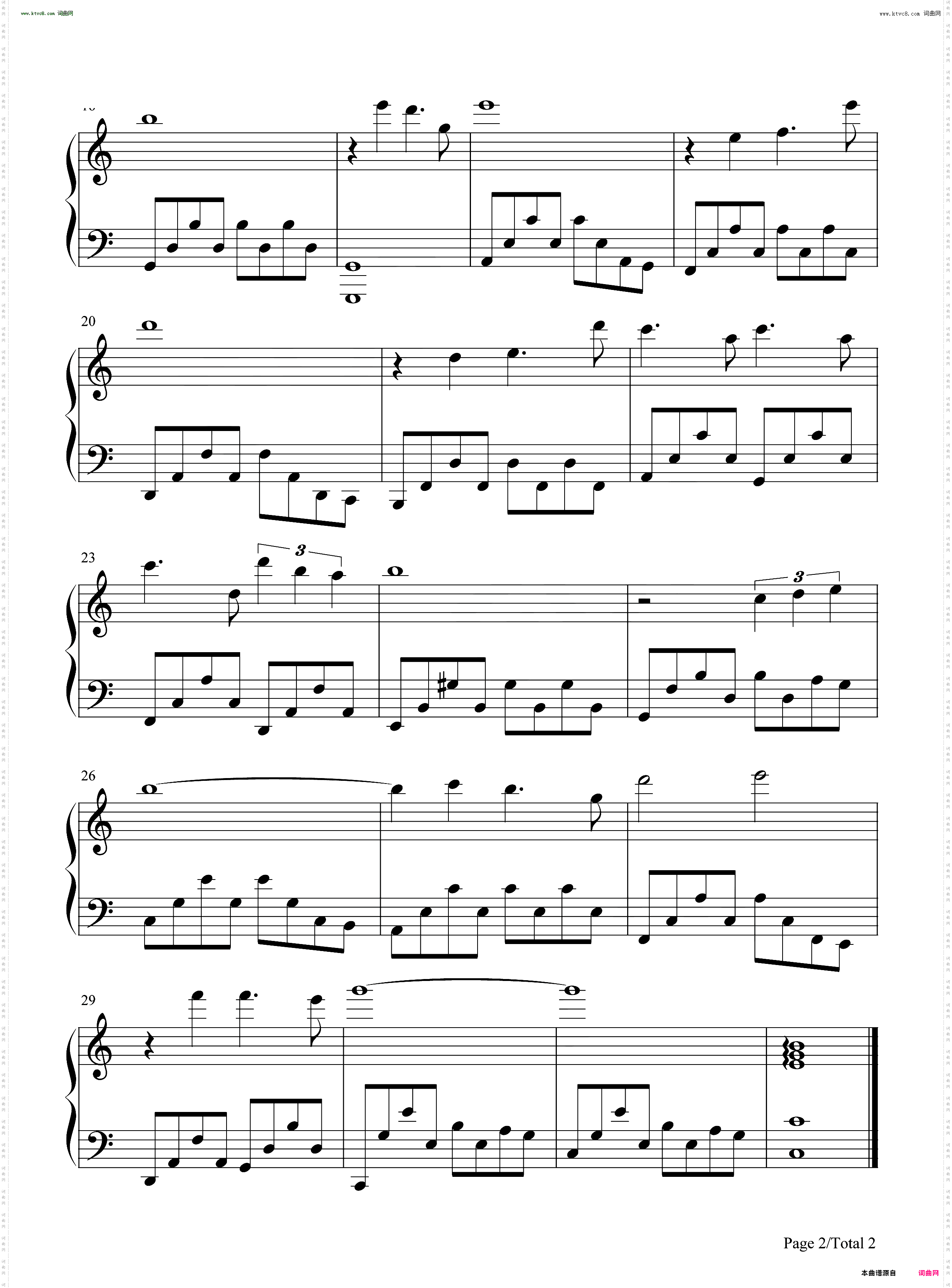 Somewhere in Time_C调简单版