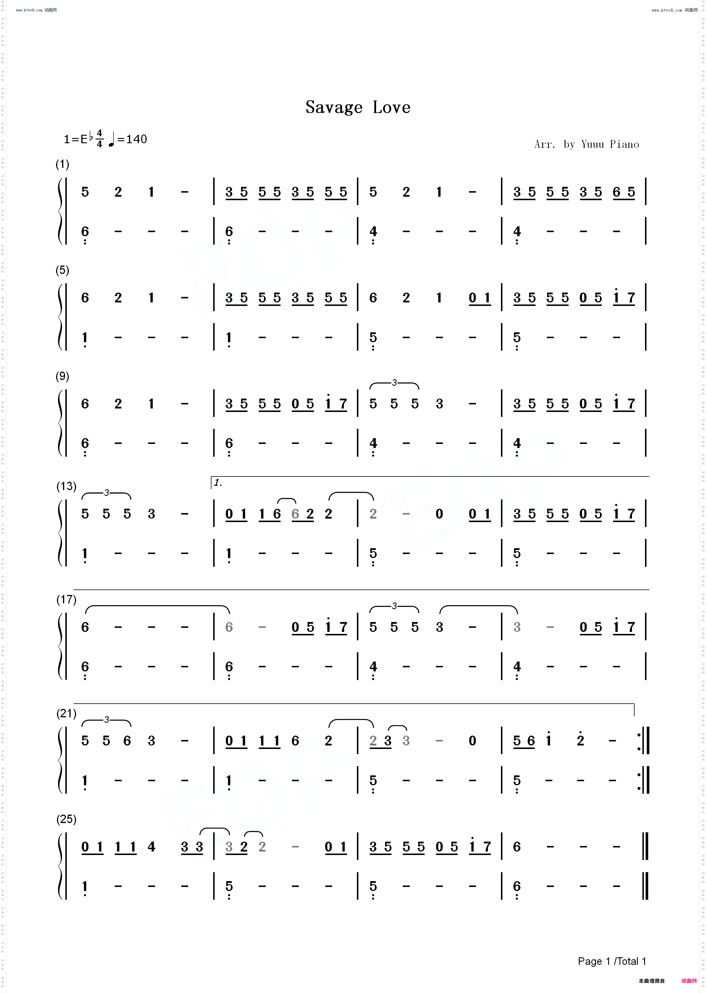 Savage Love 蛮横的爱_简单版