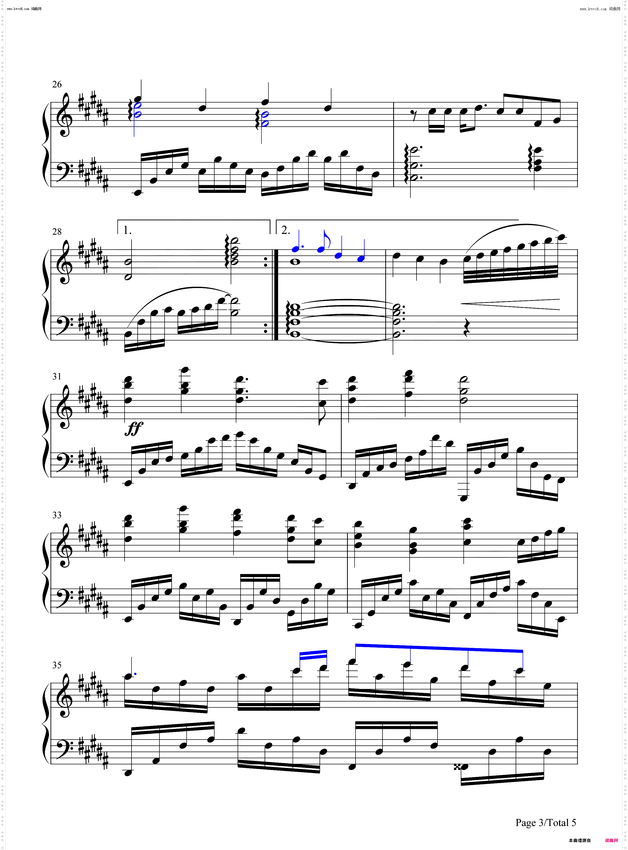 飞吧_钢琴简谱线谱