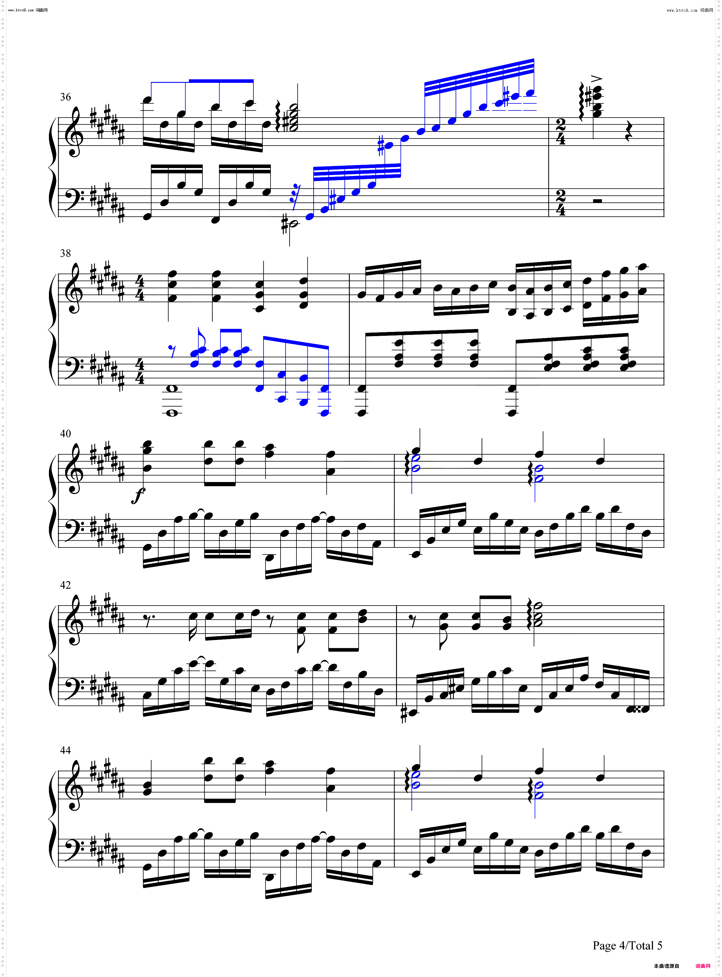 飞吧_钢琴简谱线谱