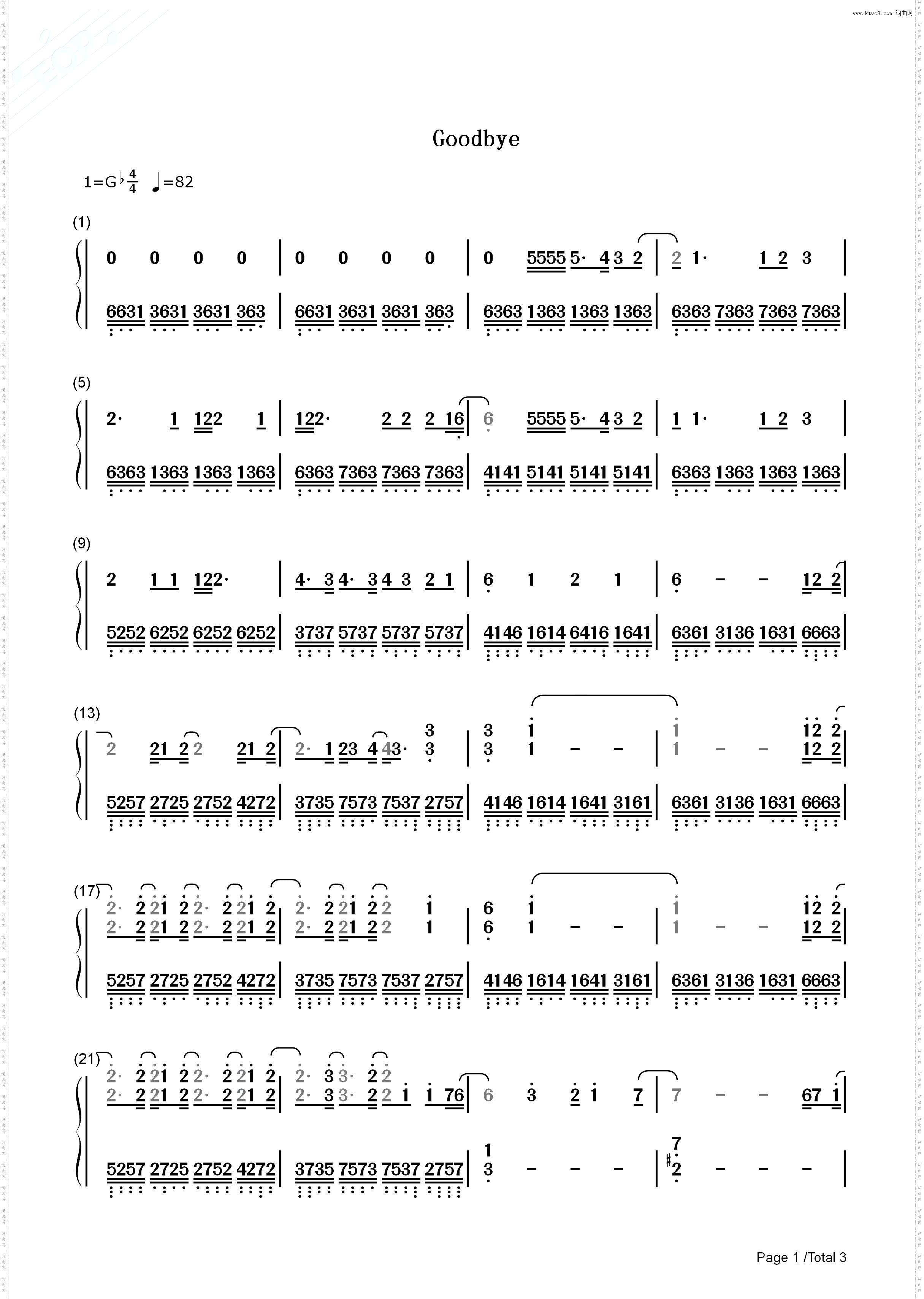 Goodbye_英雄联盟双城之战钢琴简谱线谱