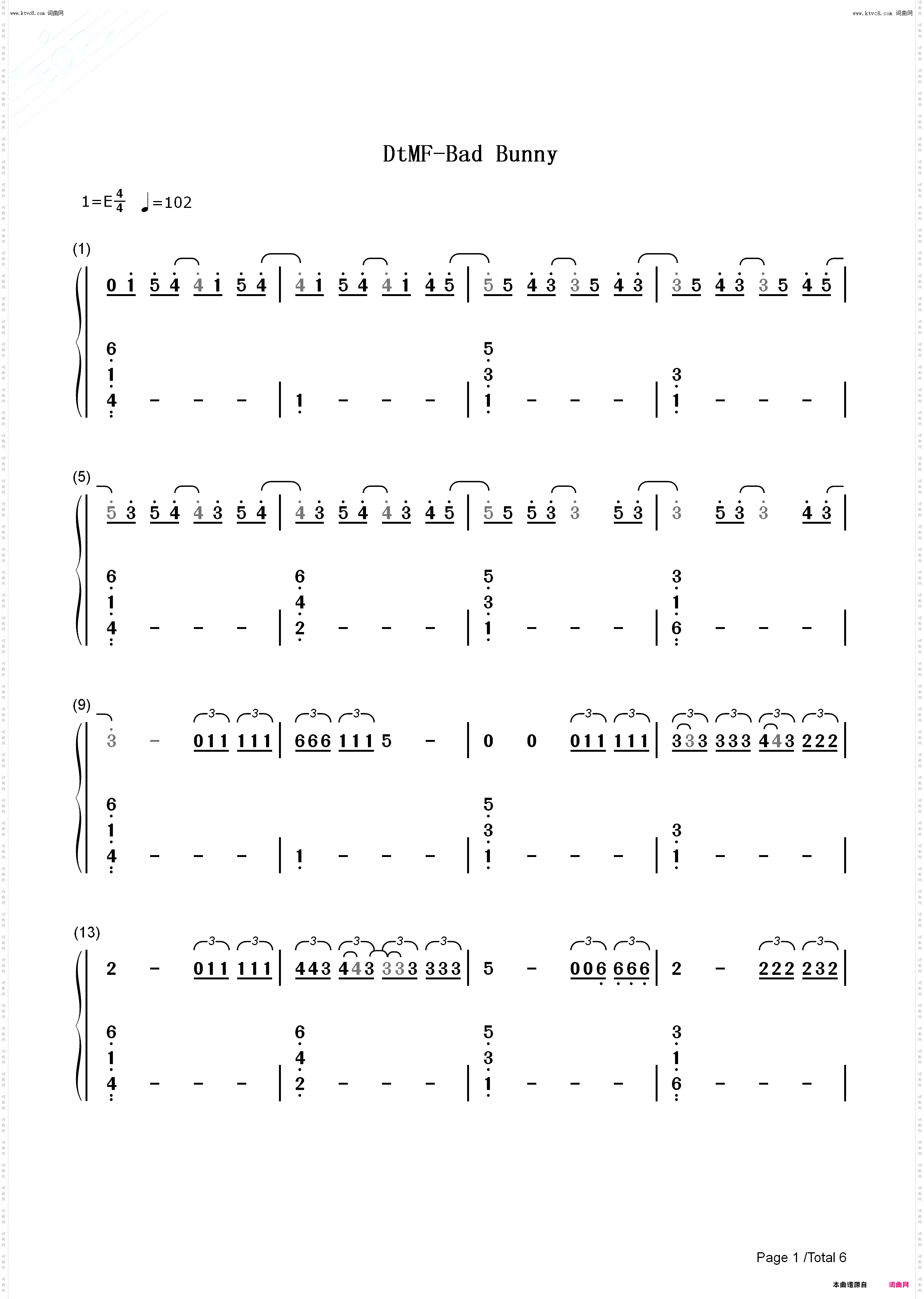 DtMF_钢琴简谱线谱
