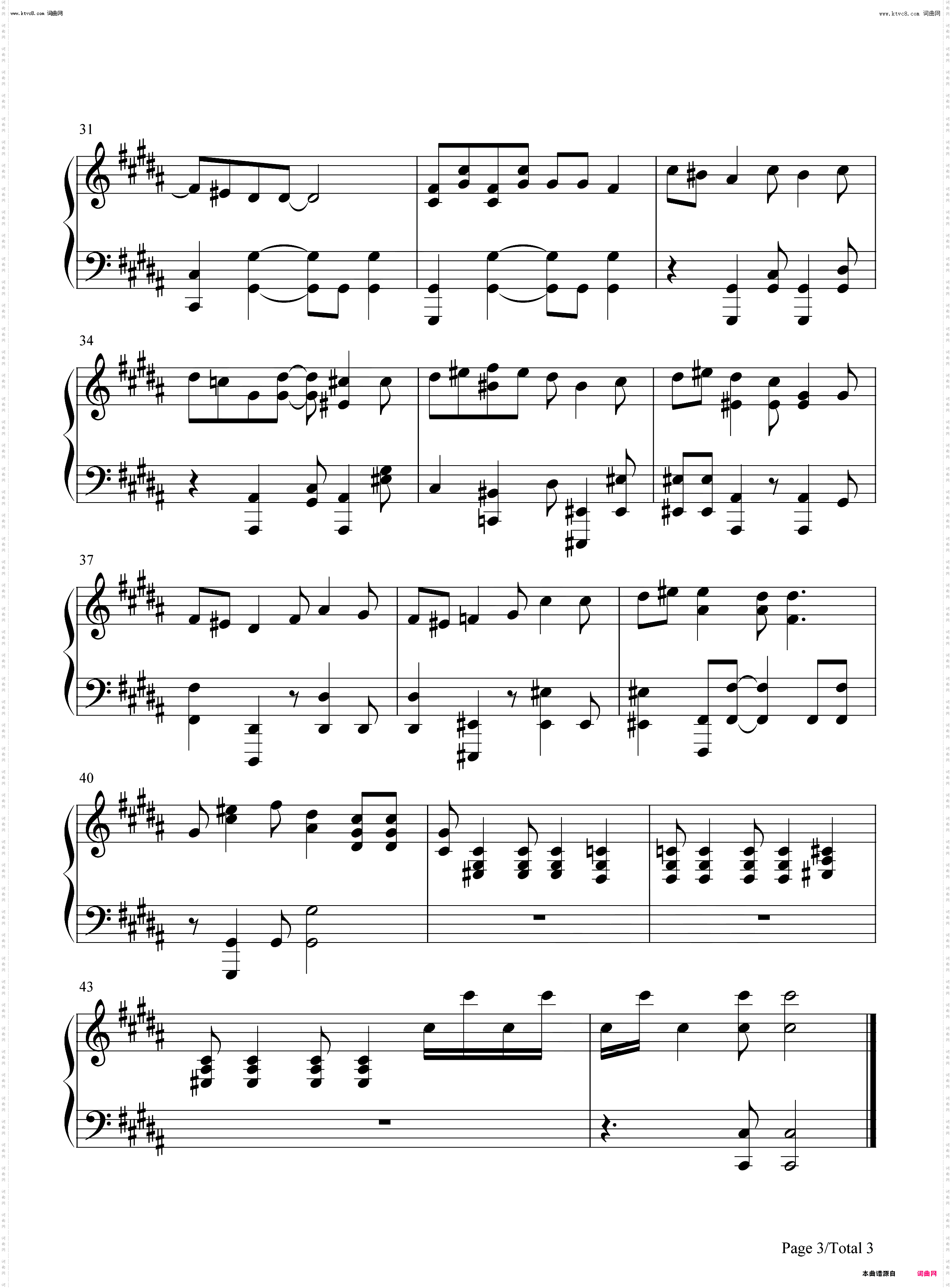 Unbelievers-アンビリーバーズ_钢琴简谱线谱