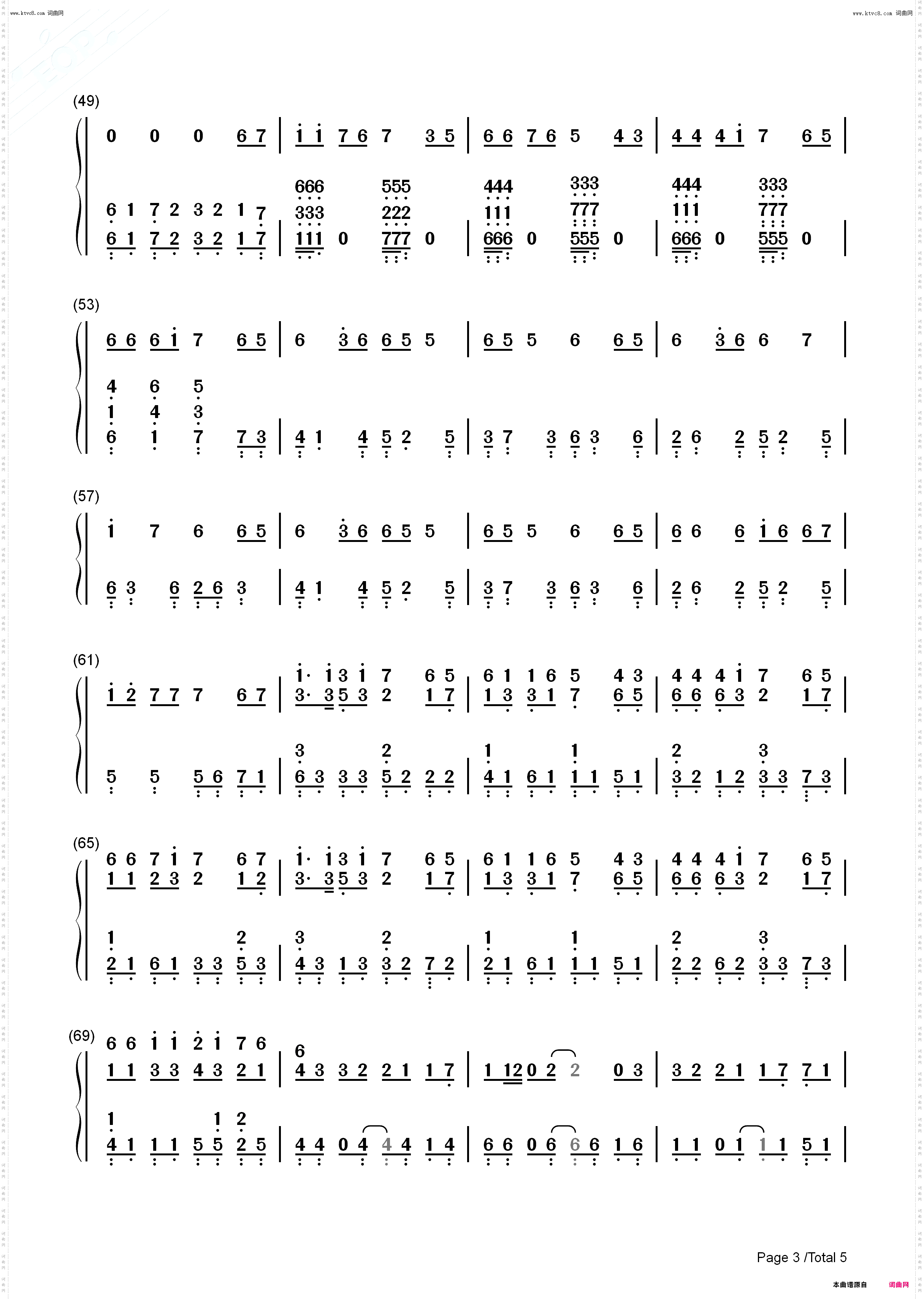 ツバサ-太鼓达人7_钢琴五线谱及简谱