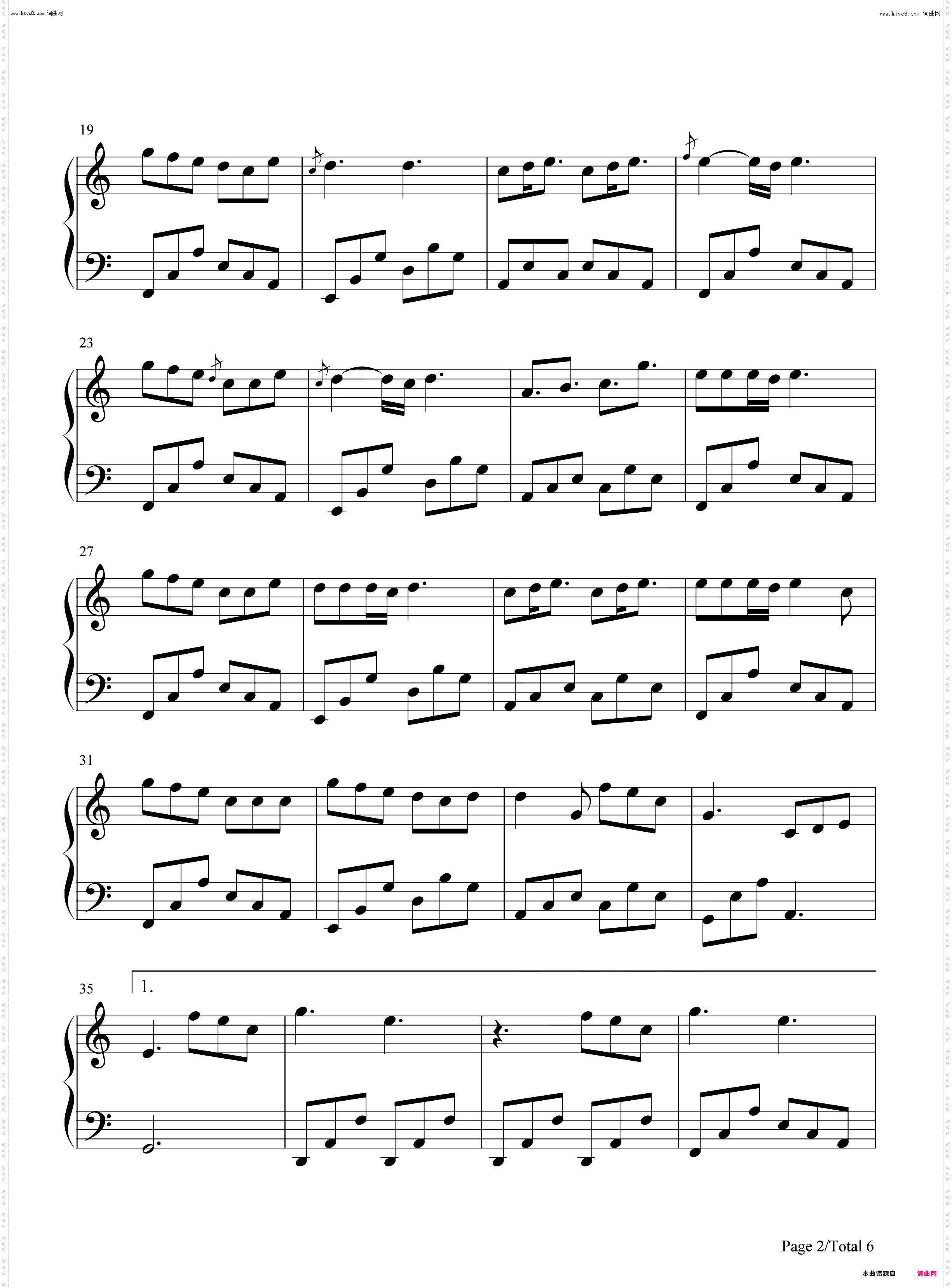 麦恩莉_钢琴五线谱及简谱