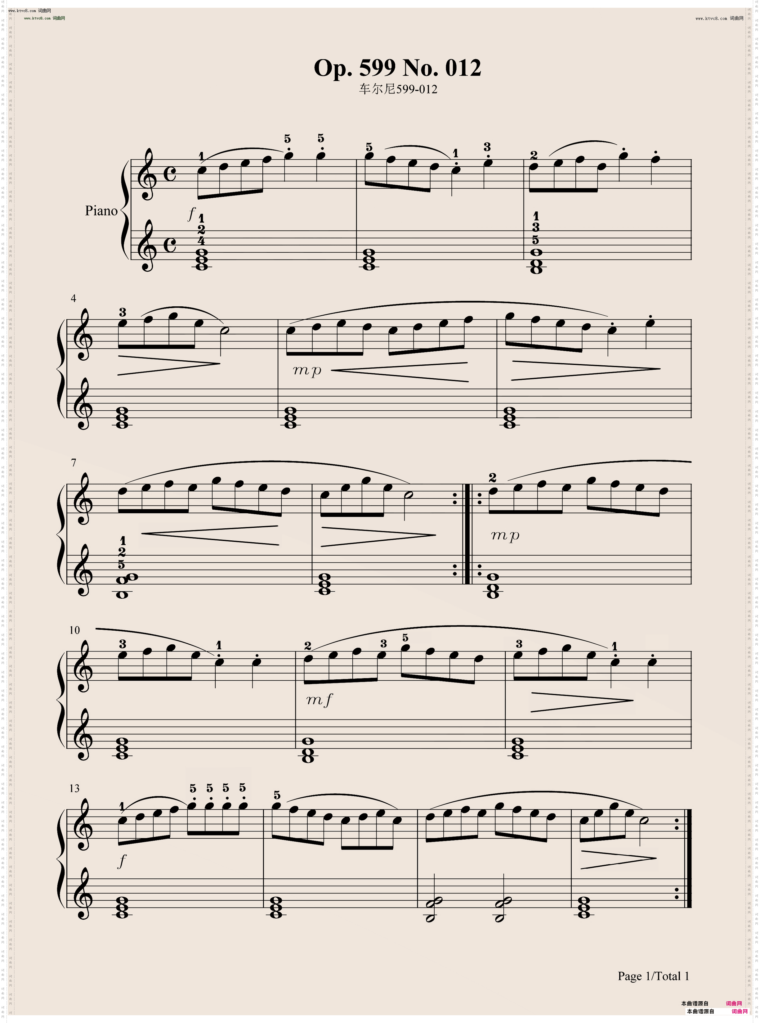 车尔尼 599 12 条