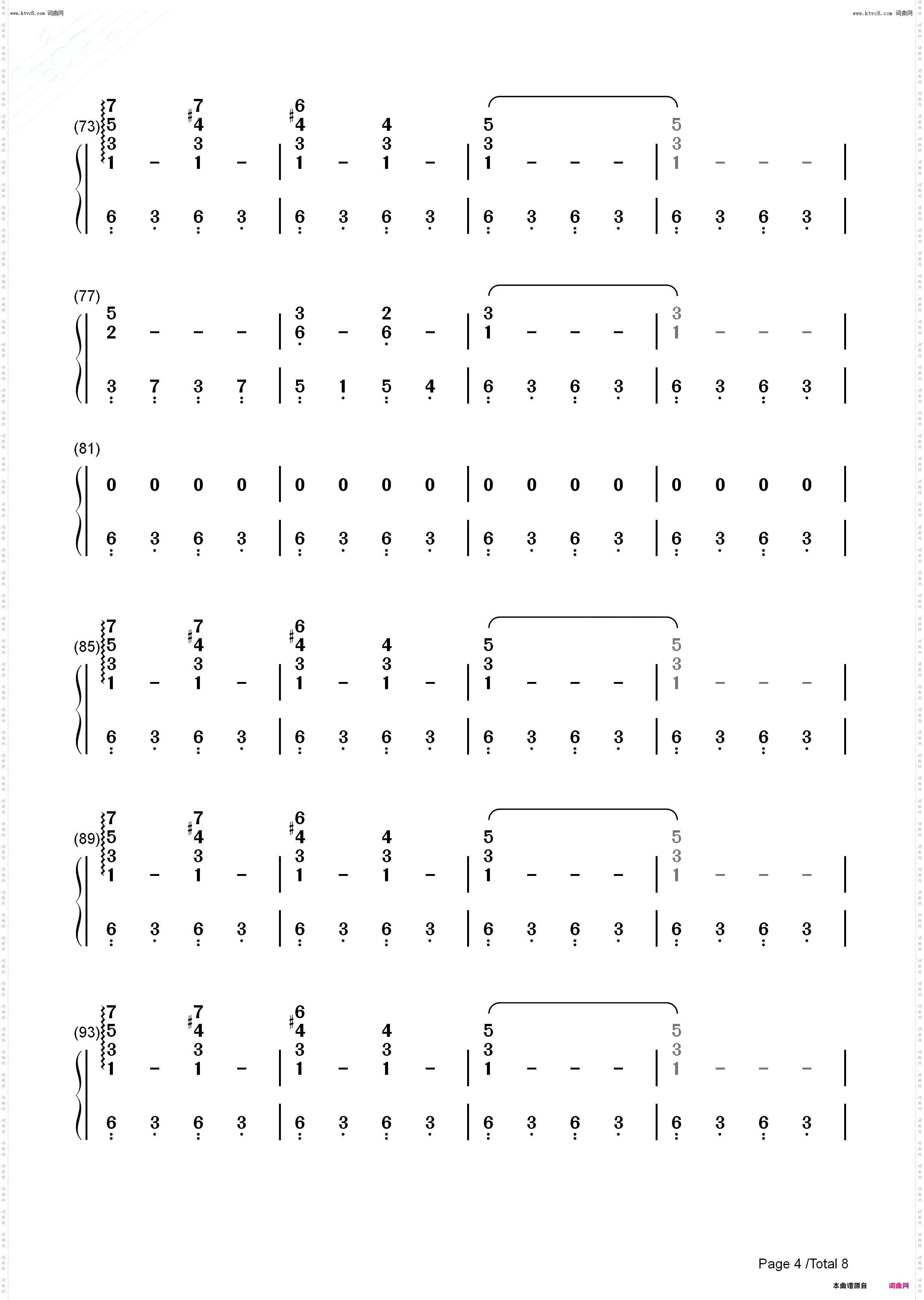 Crown_钢琴五线谱及简谱