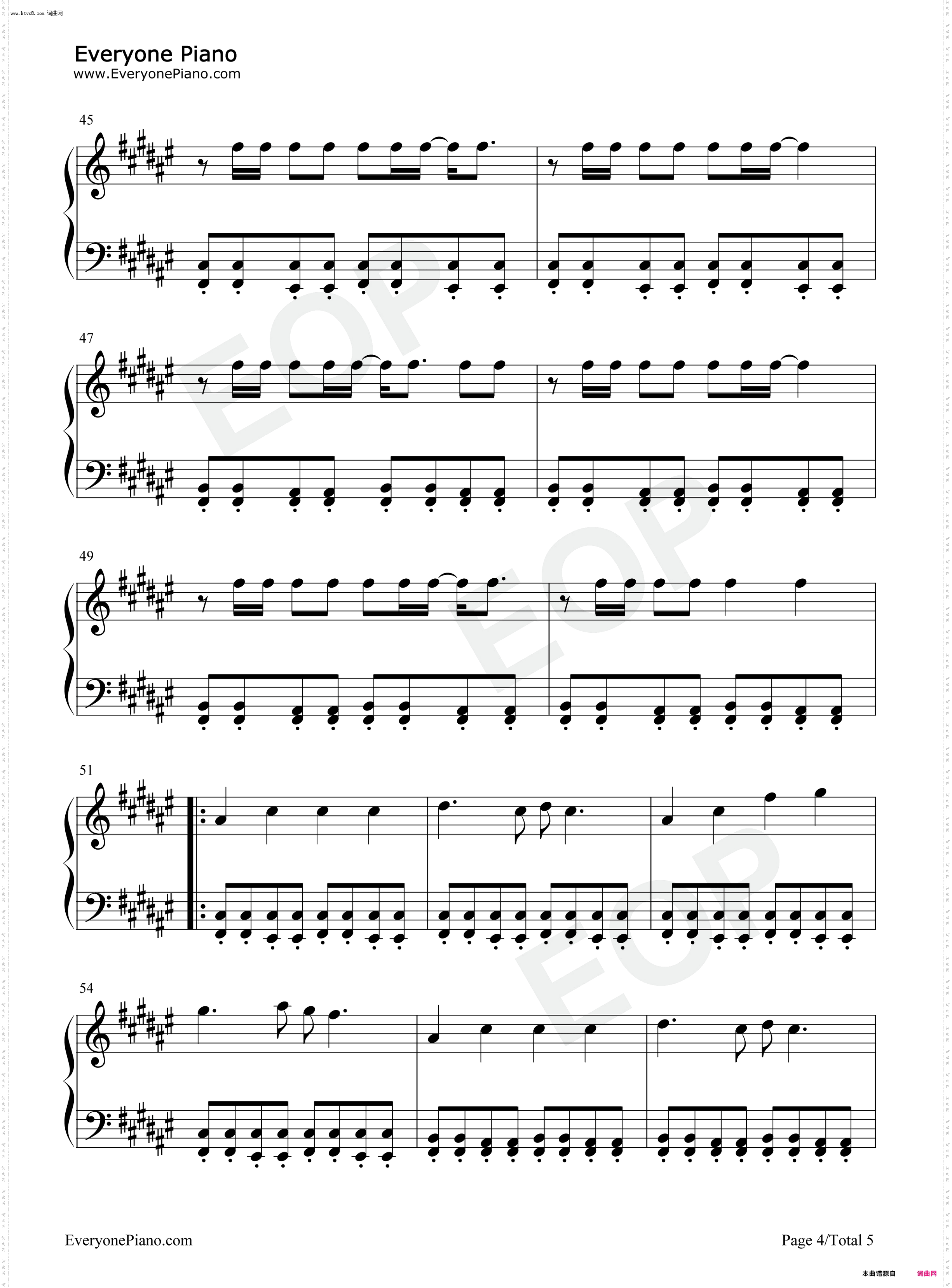 HOT TO GO_钢琴五线谱及简谱