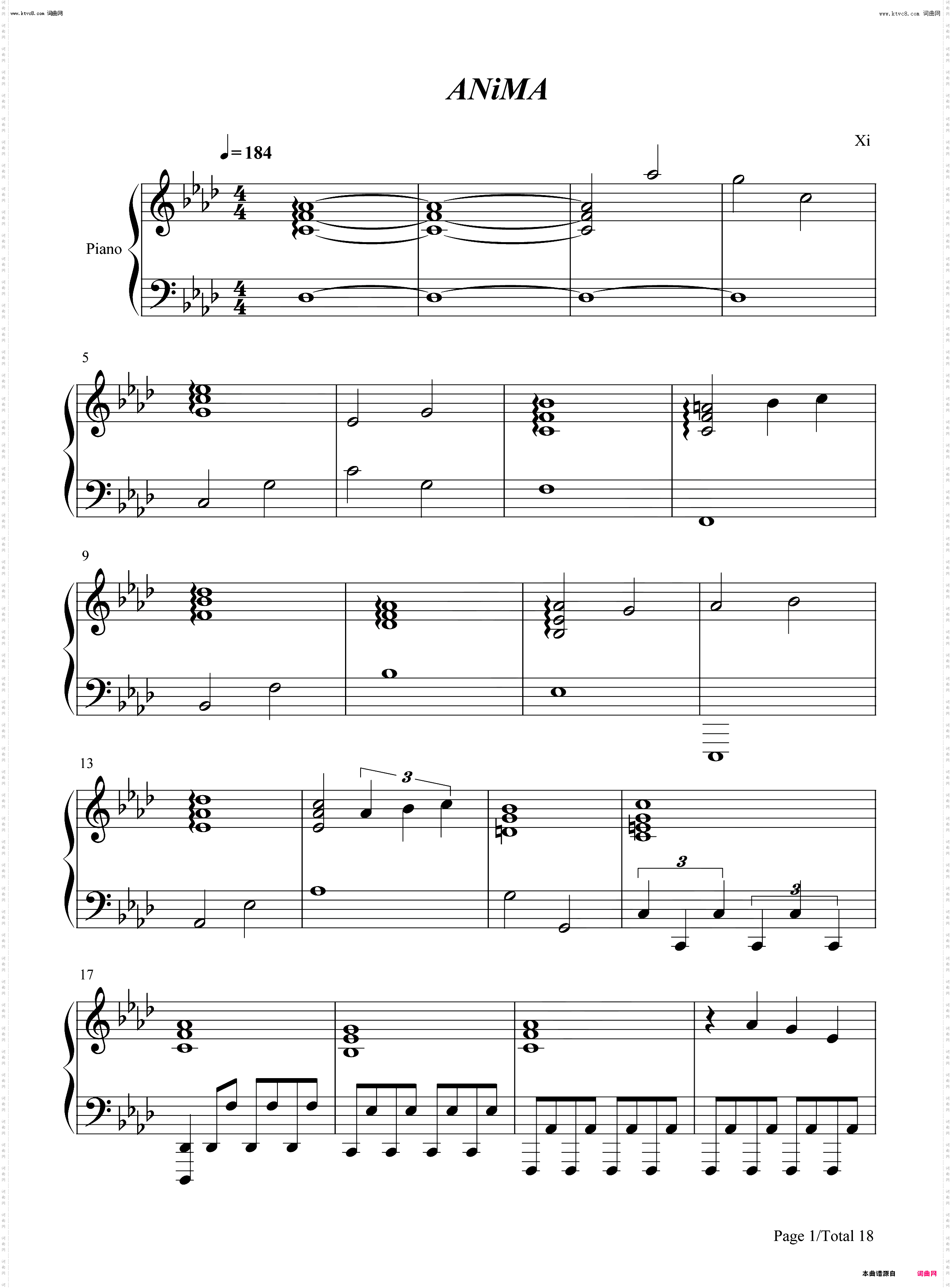 Anima-Deemo-古树旋律_钢琴五线谱及简谱
