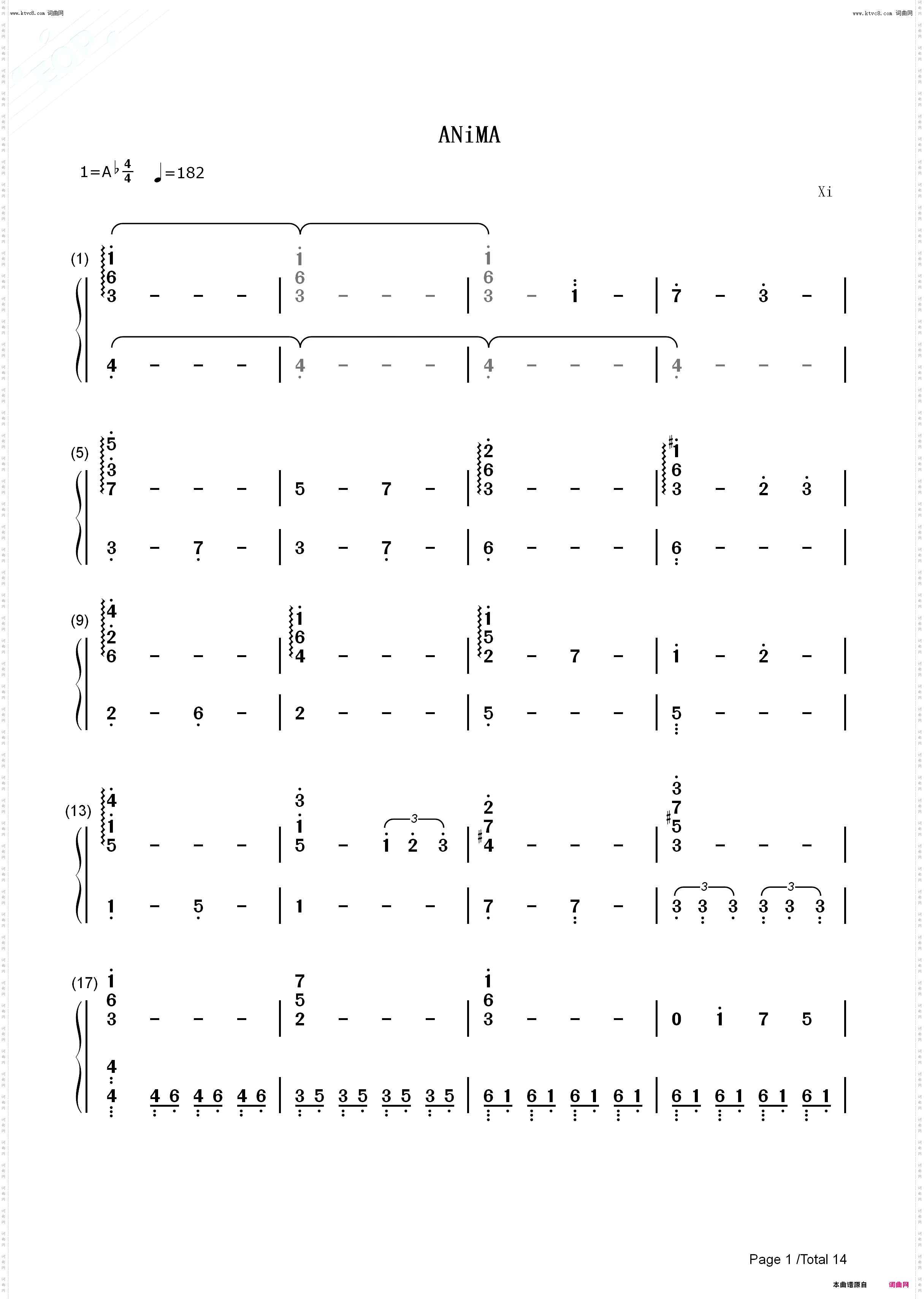 Anima-Deemo-古树旋律_钢琴五线谱及简谱