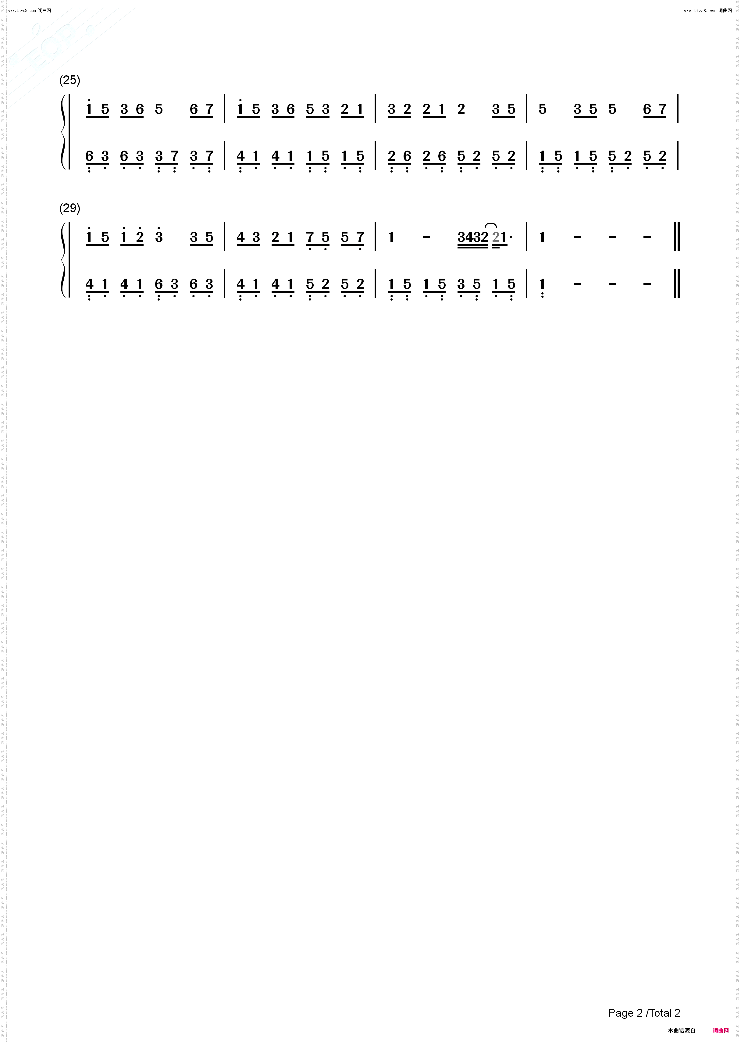 干杯_简单版钢琴五线谱及简谱