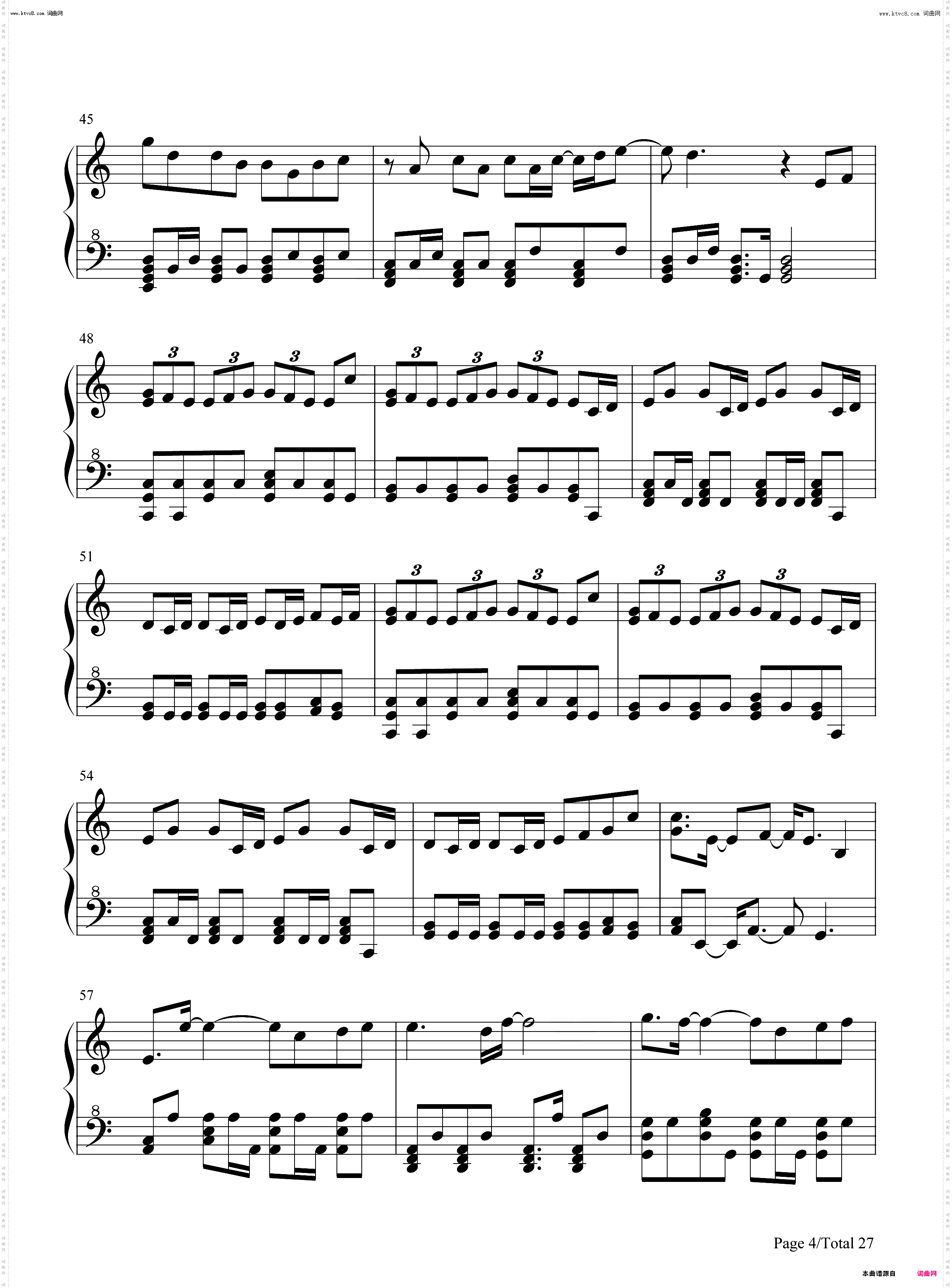 周杰伦歌曲串烧_钢琴五线谱及简谱