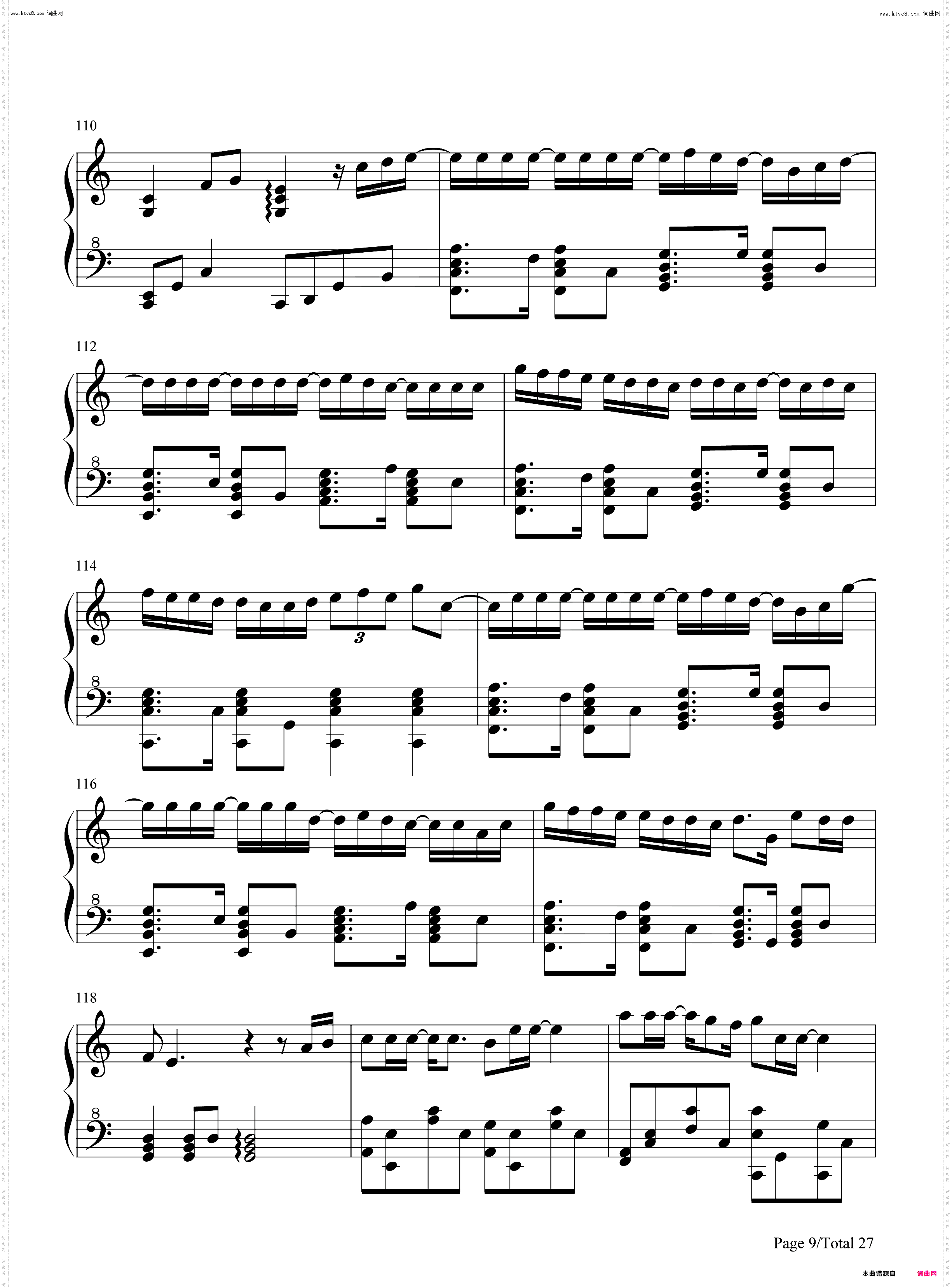 周杰伦歌曲串烧_钢琴五线谱及简谱