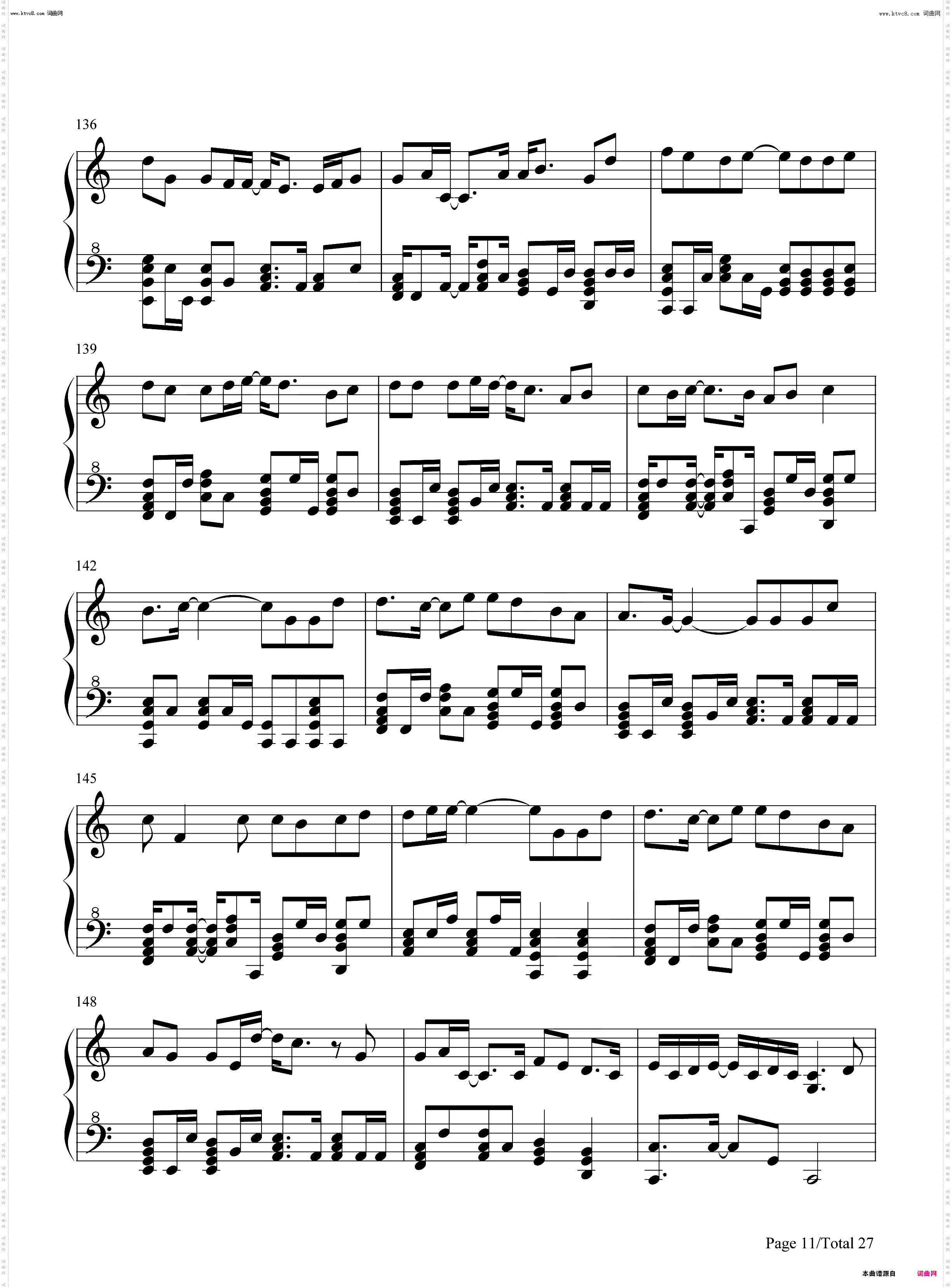 周杰伦歌曲串烧_钢琴五线谱及简谱
